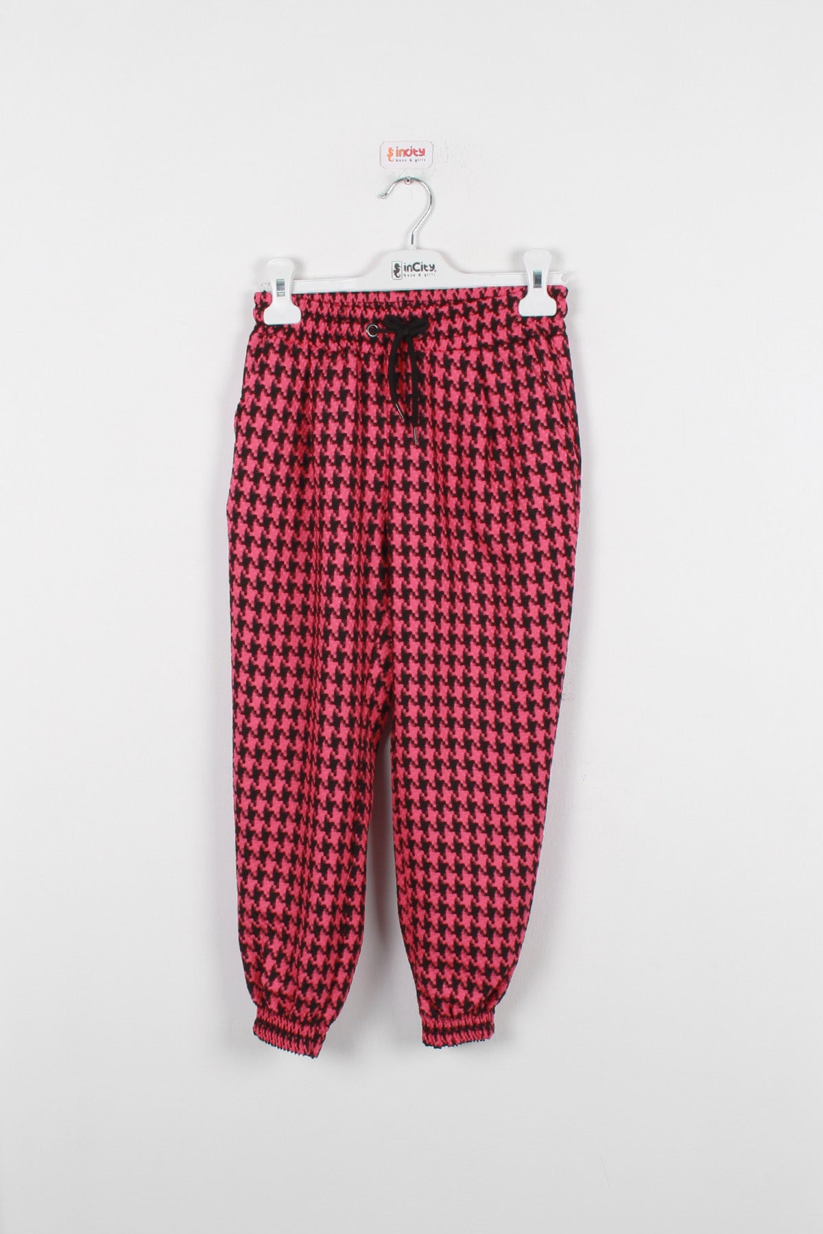 InCity Kids Kız Çocuk Kazayağı Desenli Beli İpli Pantolon