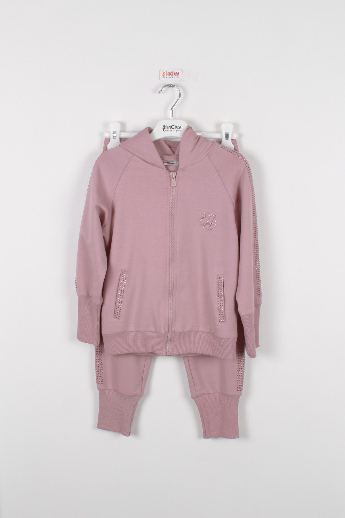 InCity Kids Kız Çocuk Kolları Taş Detaylı Eşofman Takımı (2 Parça)