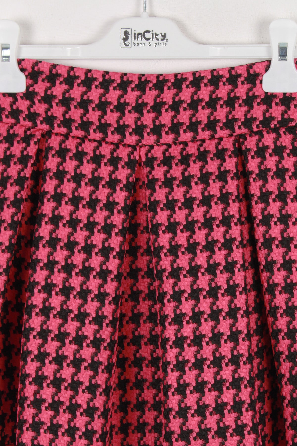 InCity Kids Kız Çocuk Kazayağı Desenli Diz Üstü Pileli Etek