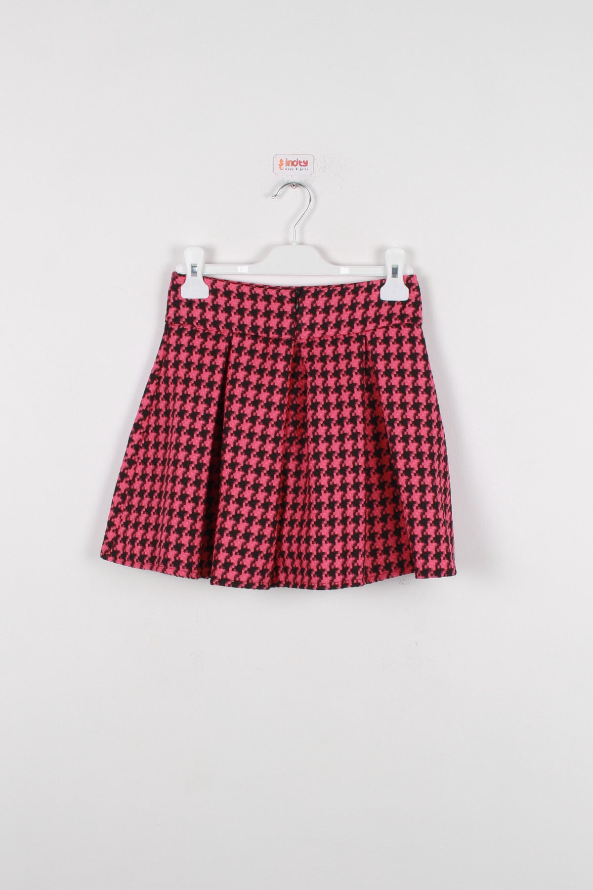 InCity Kids Kız Çocuk Kazayağı Desenli Diz Üstü Pileli Etek