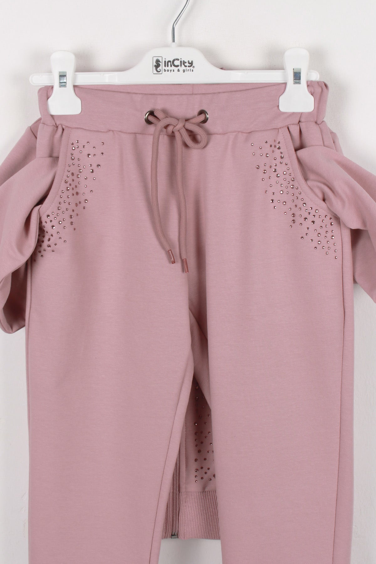 InCity Kids Kız Çocuk Taş Detaylı Şık Eşofman Takımı (2 Parça)