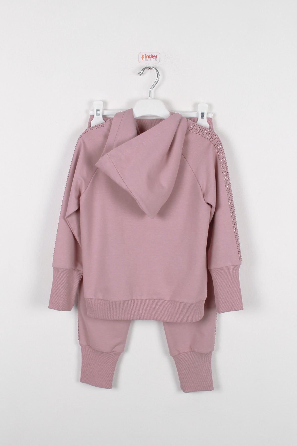 InCity Kids Kız Çocuk Kolları Taş Detaylı Eşofman Takımı (2 Parça)