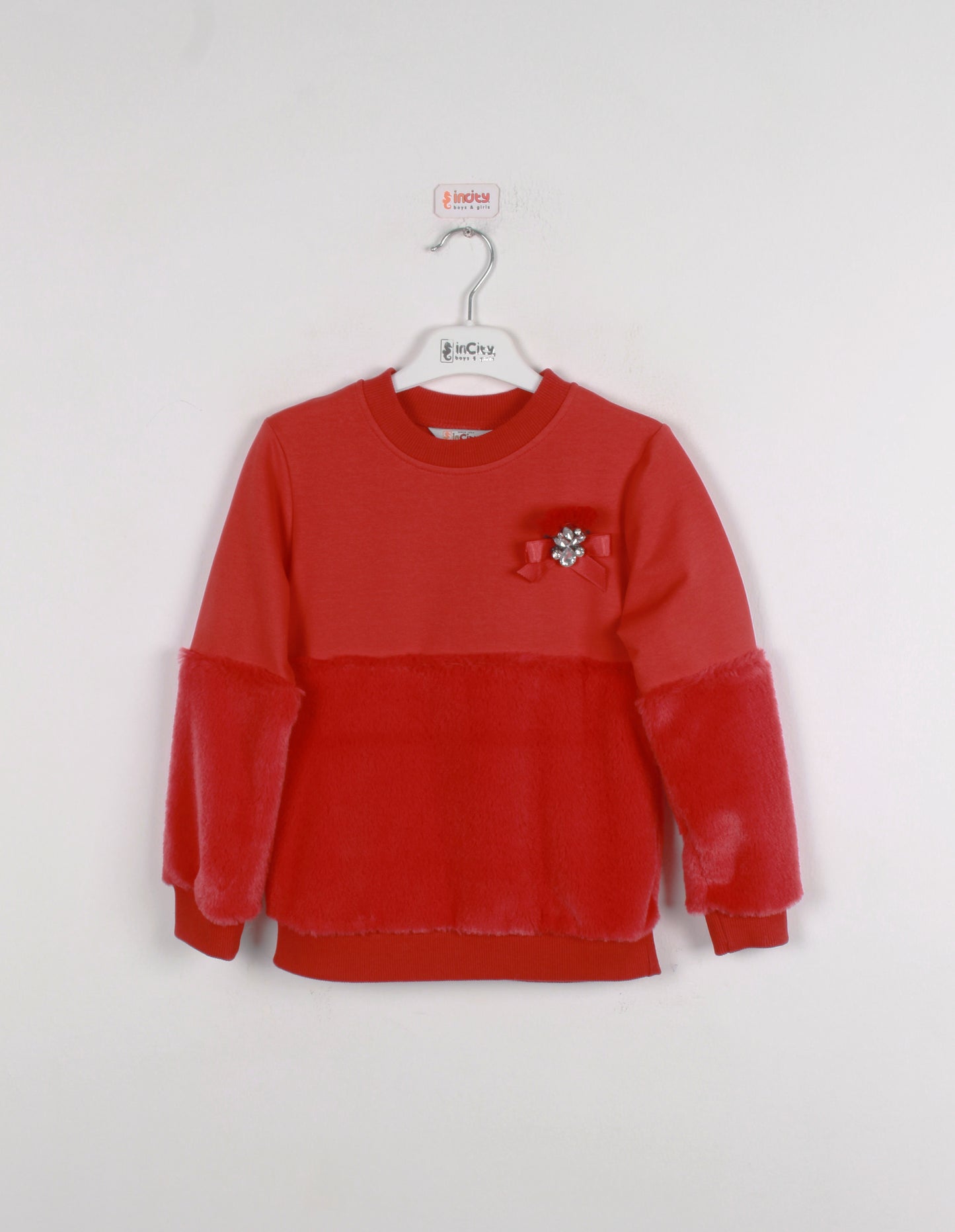 InCity Kids Kız Çocuk Yarım Peluş Sweatshirt