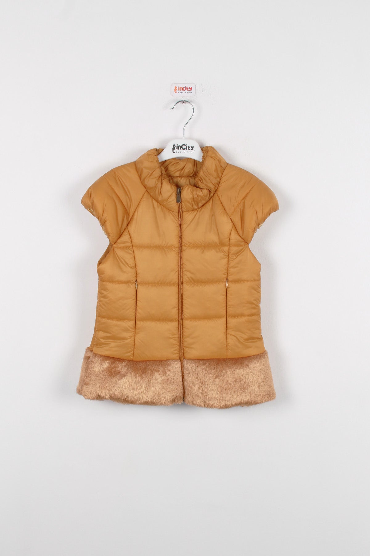 InCity Kids Kız Çocuk Peluş Detaylı Şişme Yelek