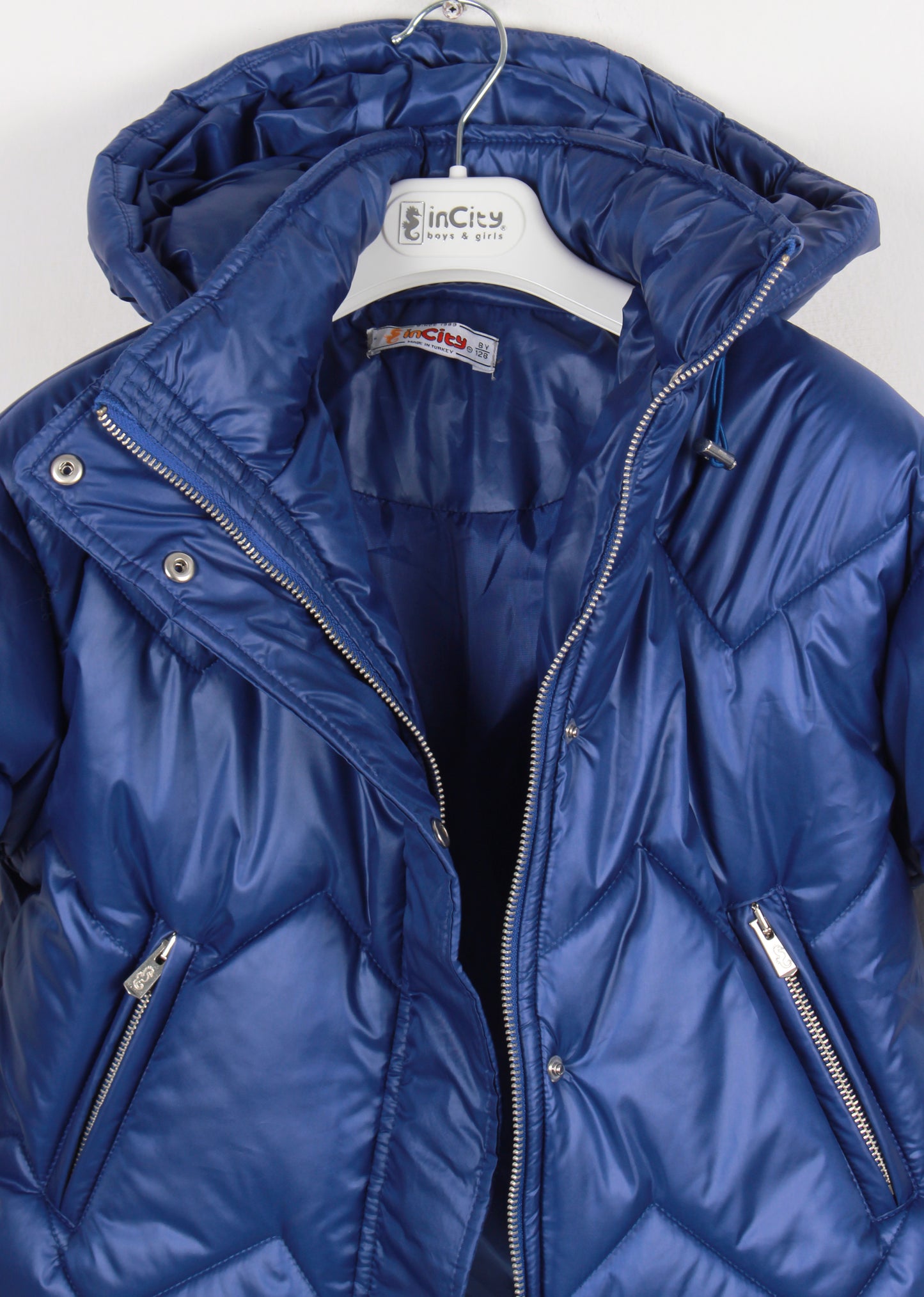 InCity Kids Kız Çocuk Kapüşonlu Kapitone Desenli Şişme Mont