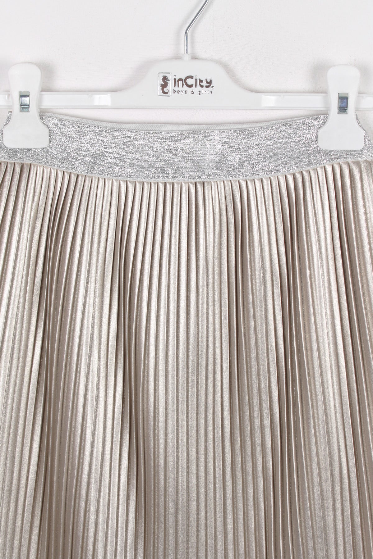 InCity Kids Kız Çocuk Midi Boy Pileli Deri Etek