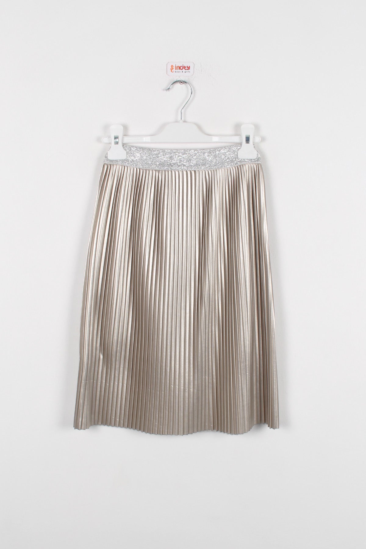 InCity Kids Kız Çocuk Midi Boy Pileli Deri Etek