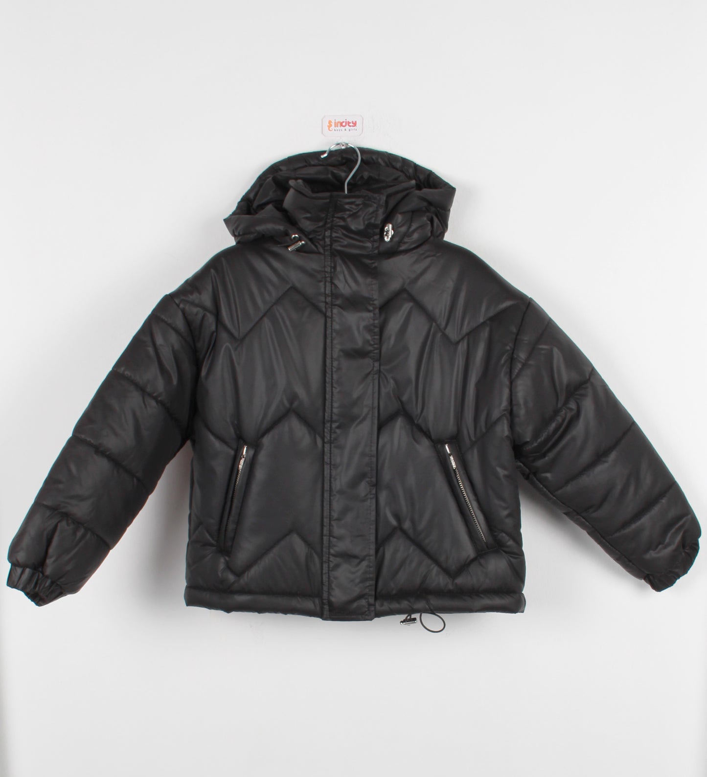 InCity Kids Kız Çocuk Kapüşonlu Kapitone Desenli Şişme Mont