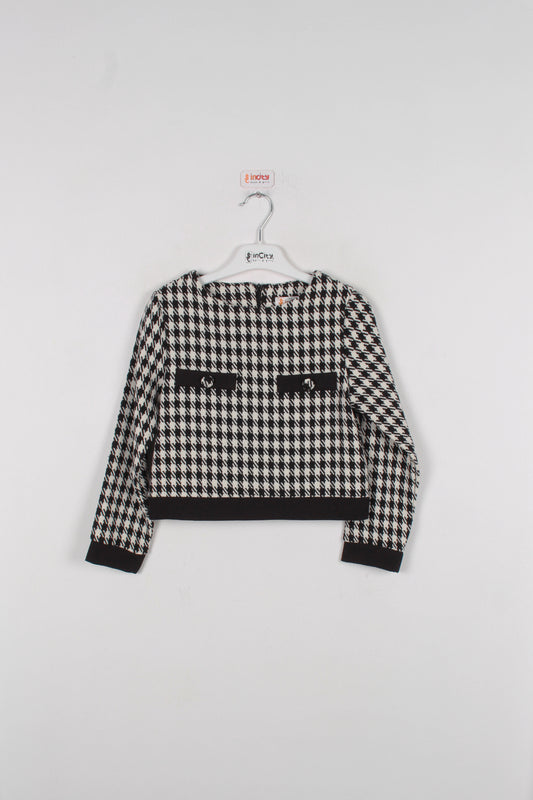 InCity Kids Kız Çocuk Kazayağı Desenli Cep Detaylı Bluz