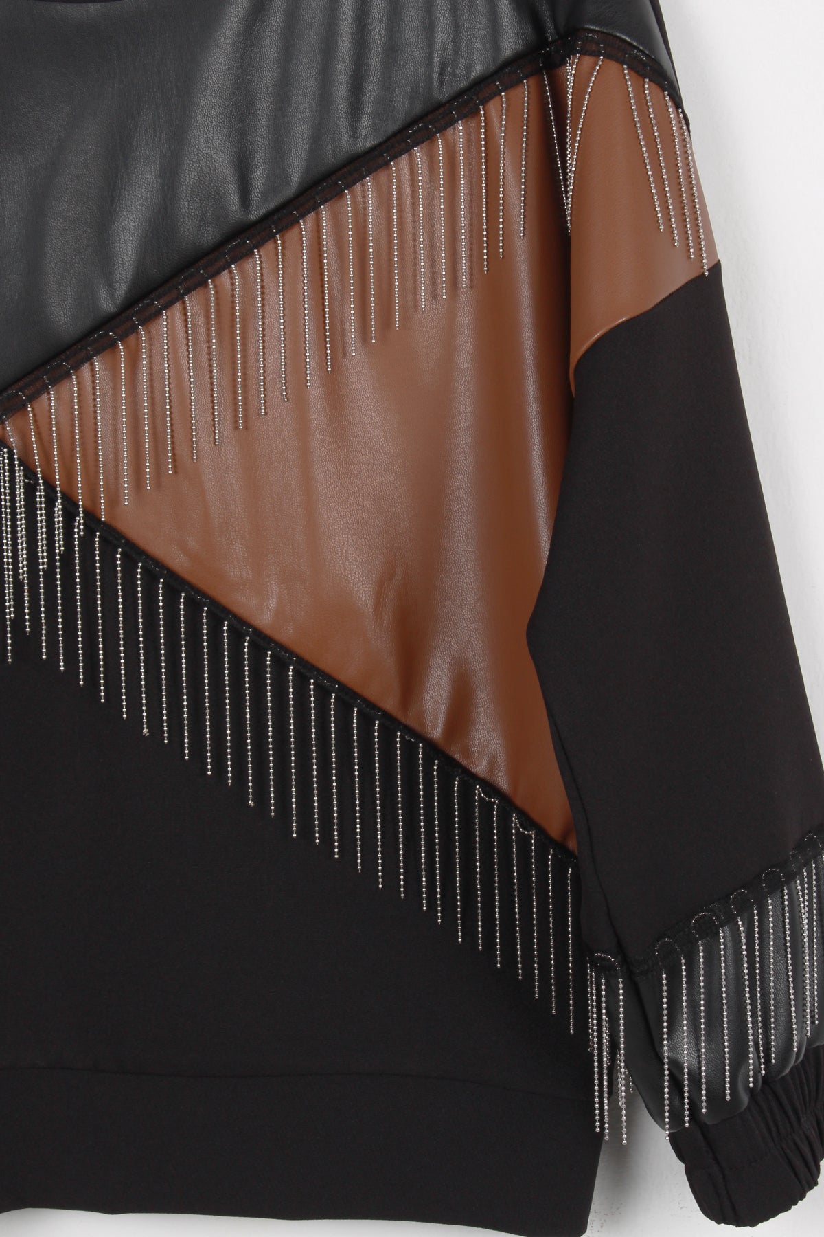 InCity Kids Kız Çocuk Uzun Kollu İki Renk Deri Bluz