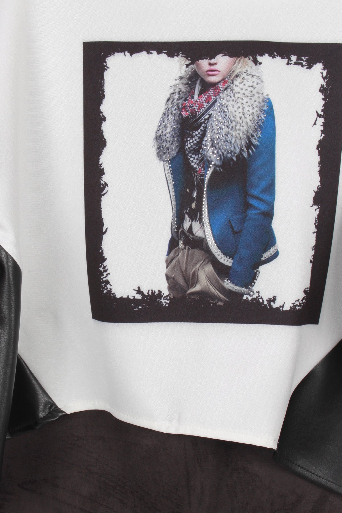 InCity Kids Kız Çocuk Uzun Kollu Baskılı Deri Bluz