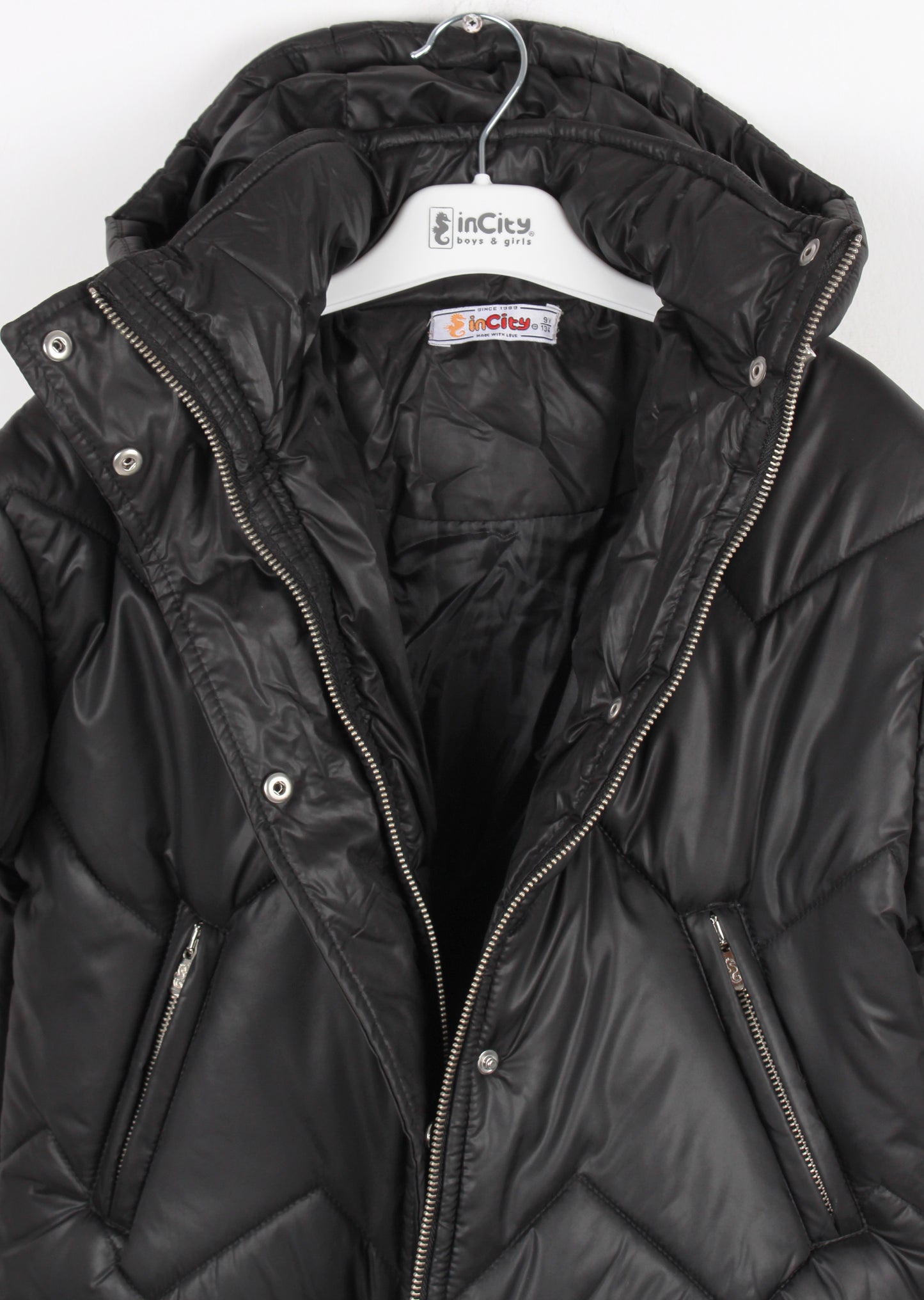 InCity Kids Kız Çocuk Kapüşonlu Kapitone Desenli Şişme Mont