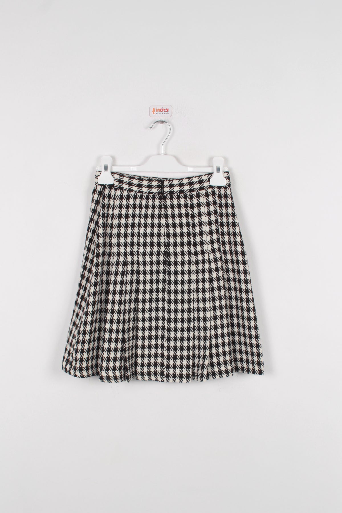 InCity Kids Kız Çocuk Kazayağı Desenli Cep Detaylı Diz Üstü Pileli Etek