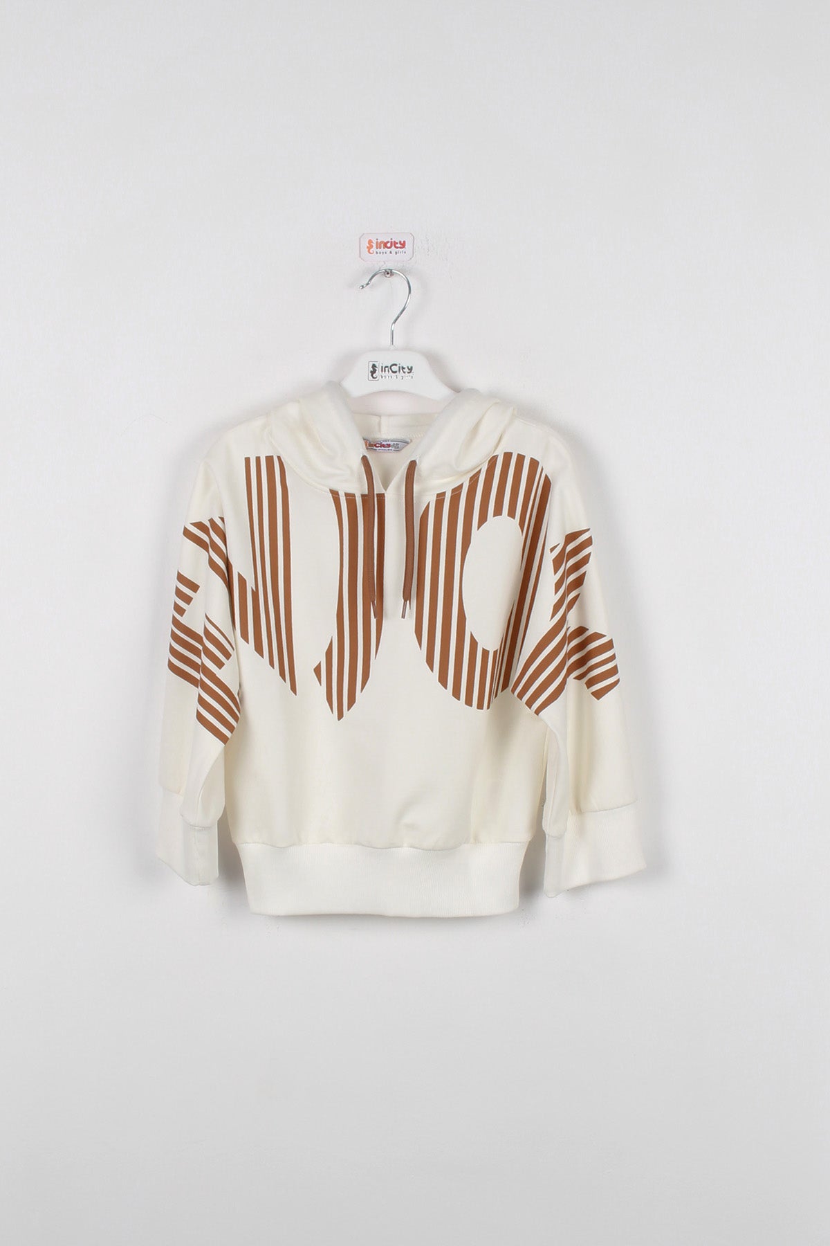 InCity Kids Kız Çocuk Kapüşonlu Yarasa Kol Enjoy Sweatshirt