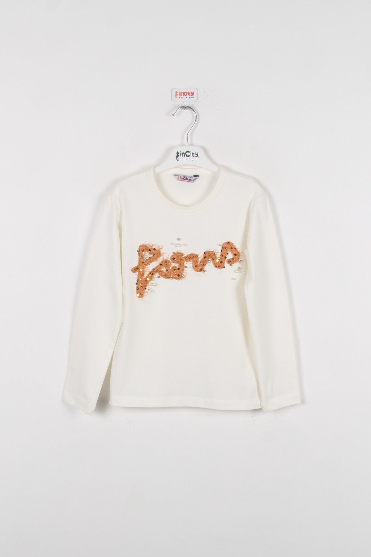 InCity Kids Kız Çocuk Payet Detaylı Paris Uzun Kollu Tişört