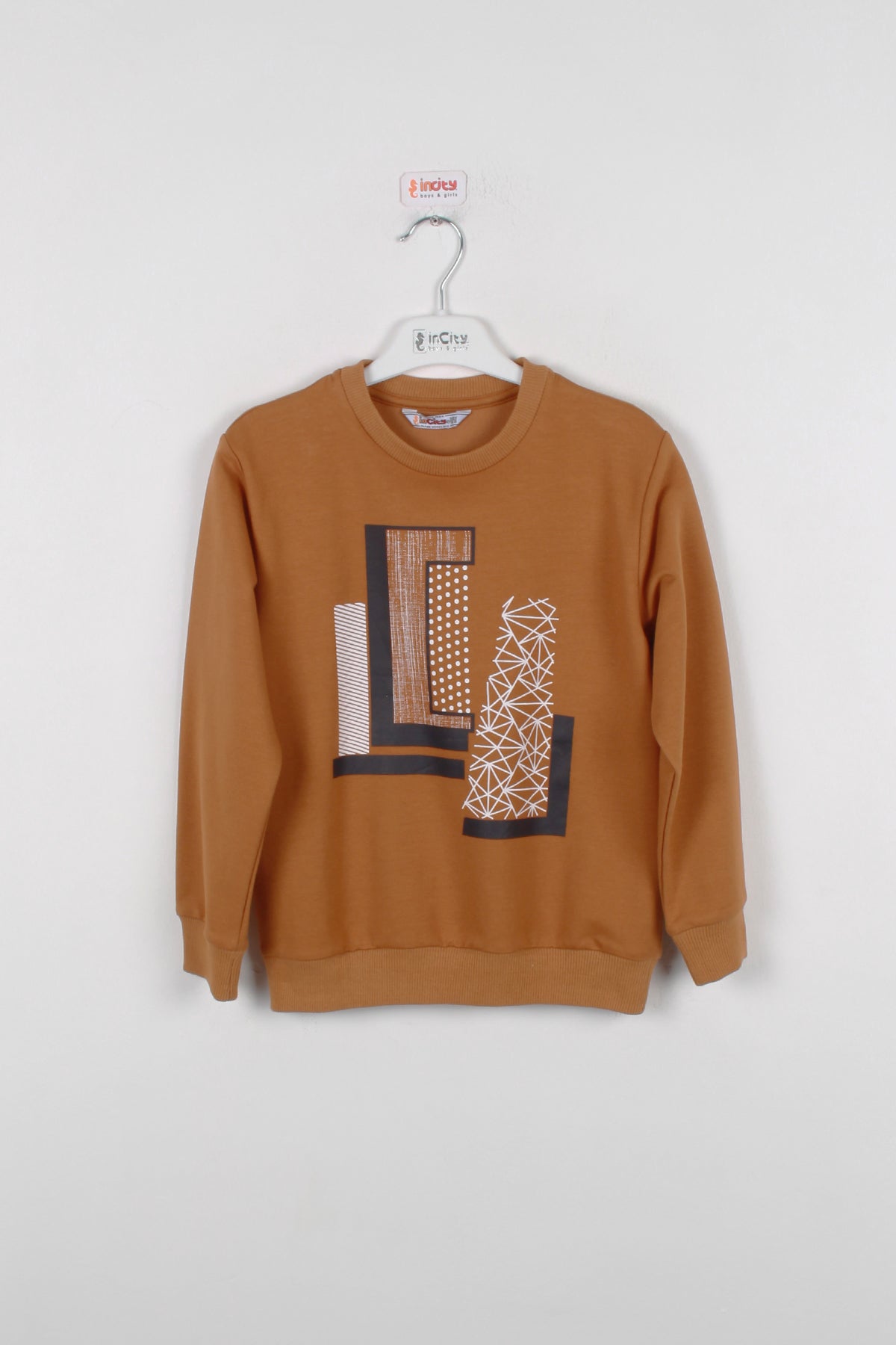 InCity Kids Erkek Çocuk Geometrik Desen Baskılı Sweatshirt