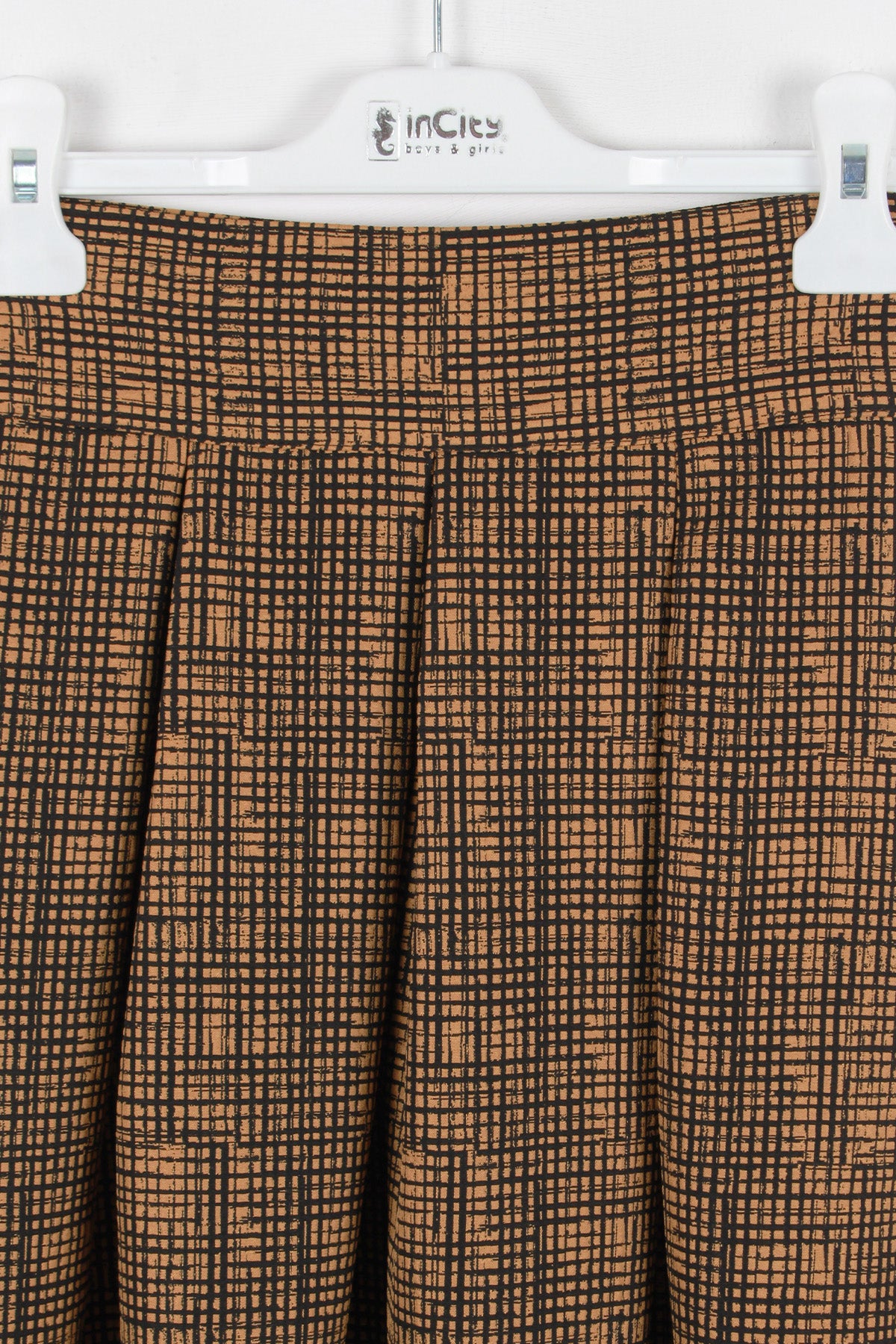 InCity Kids Kız Çocuk Diz Altı Kareli Pileli Etek