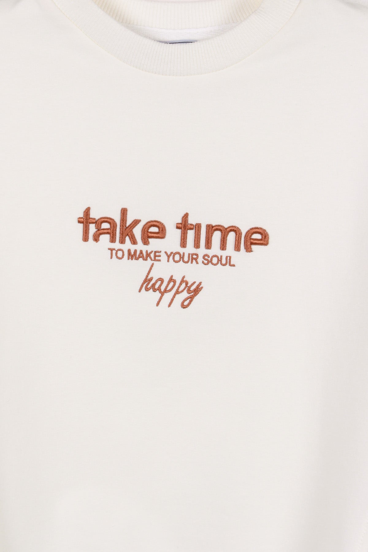 InCity Kids Kız Çocuk Oversize Kesim Take Time Ekru Sweatshirt