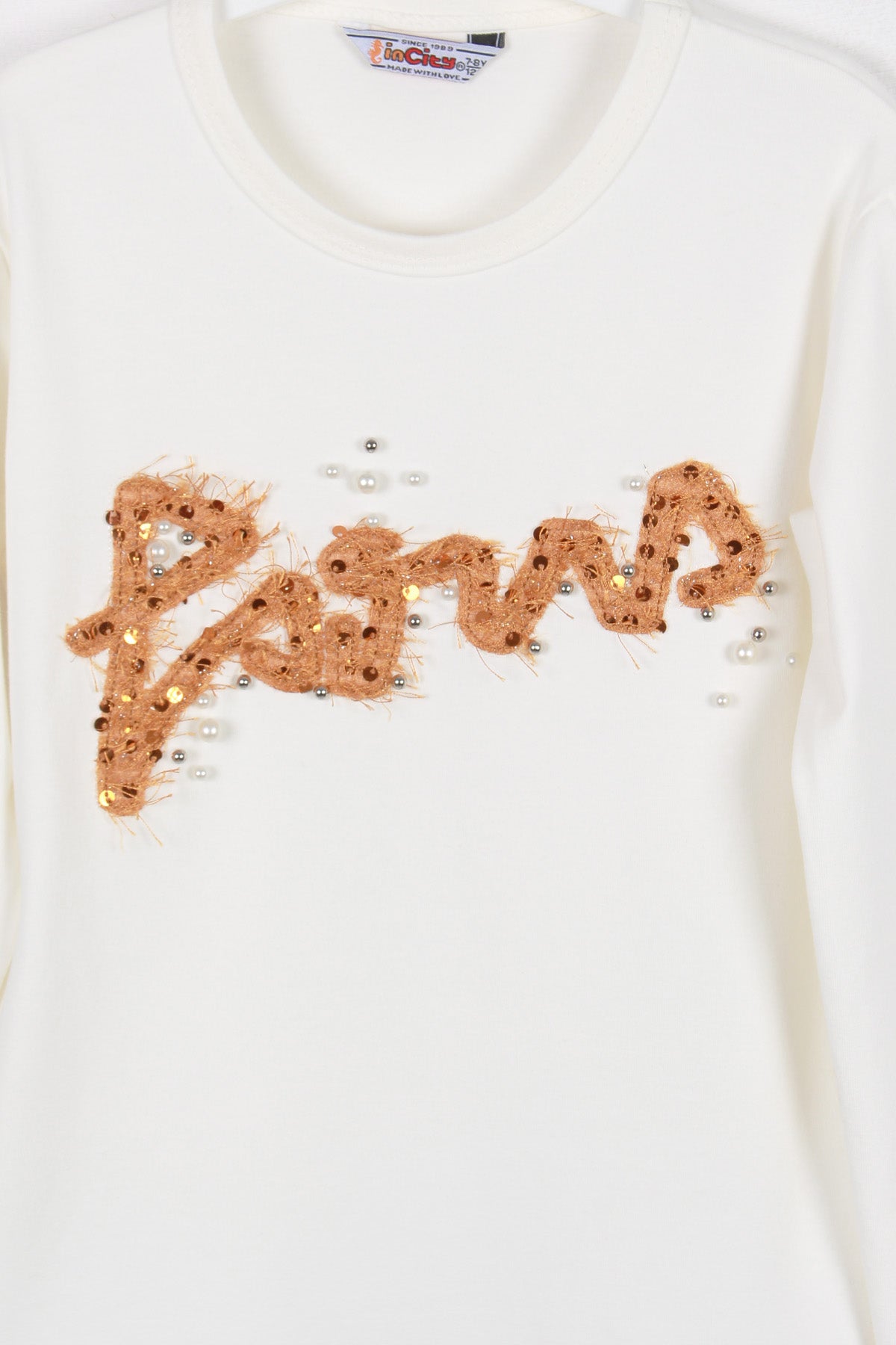 InCity Kids Kız Çocuk Payet Detaylı Paris Uzun Kollu Tişört