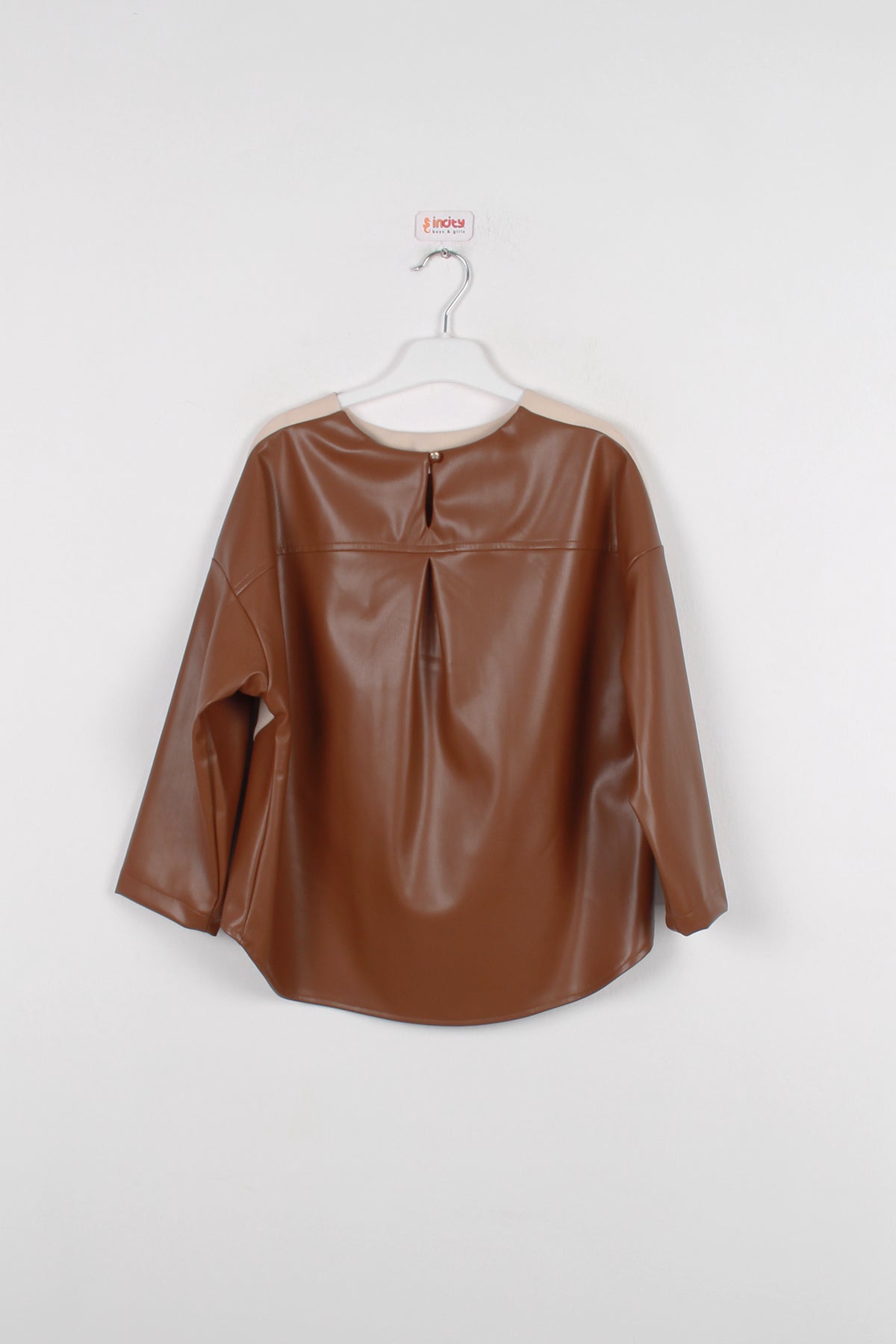 InCity Kids Kız Çocuk Uzun Kollu Baskılı Deri Bluz