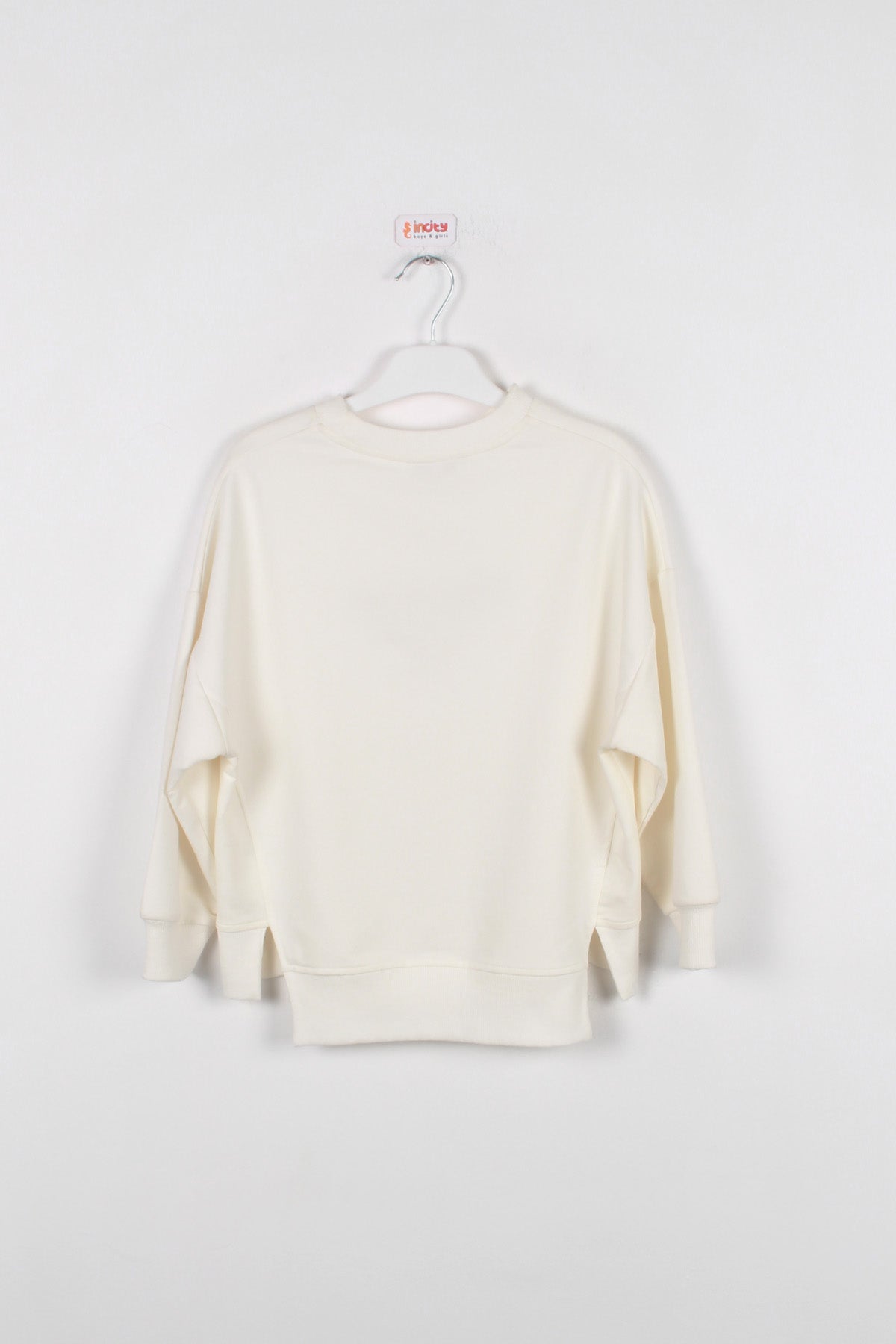 InCity Kids Kız Çocuk Oversize Kesim Take Time Ekru Sweatshirt