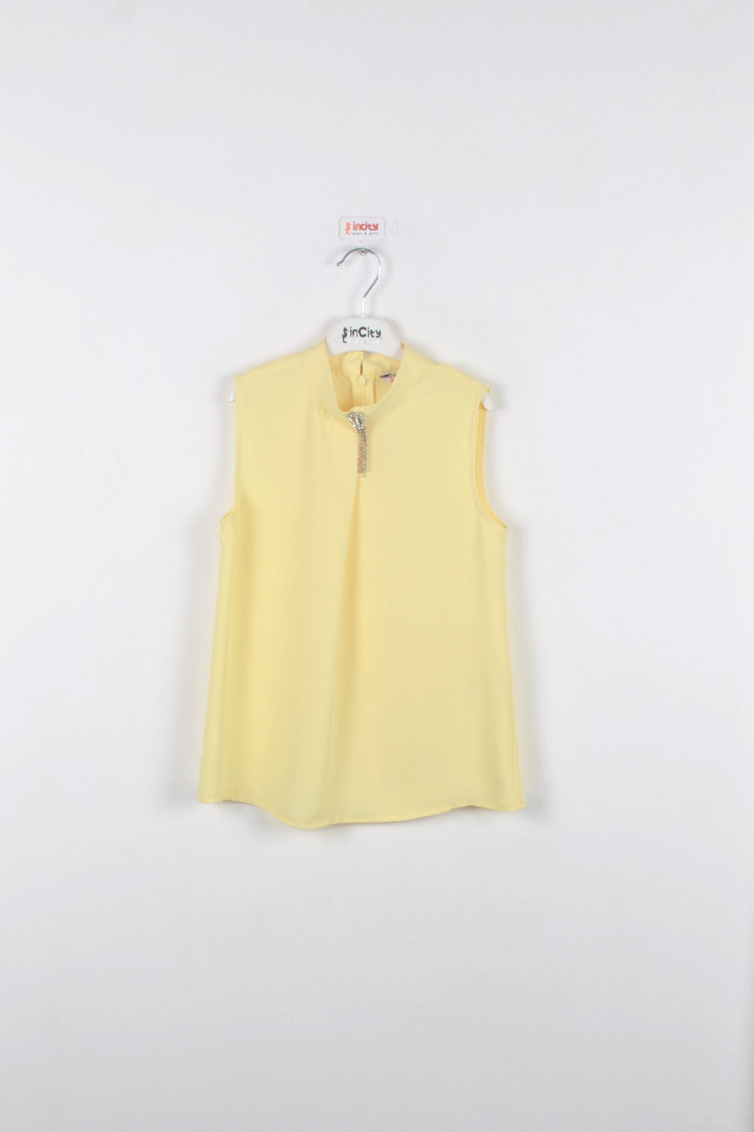 InCity Kids Girls Yuvarlak Yaka Kolsuz Bluz