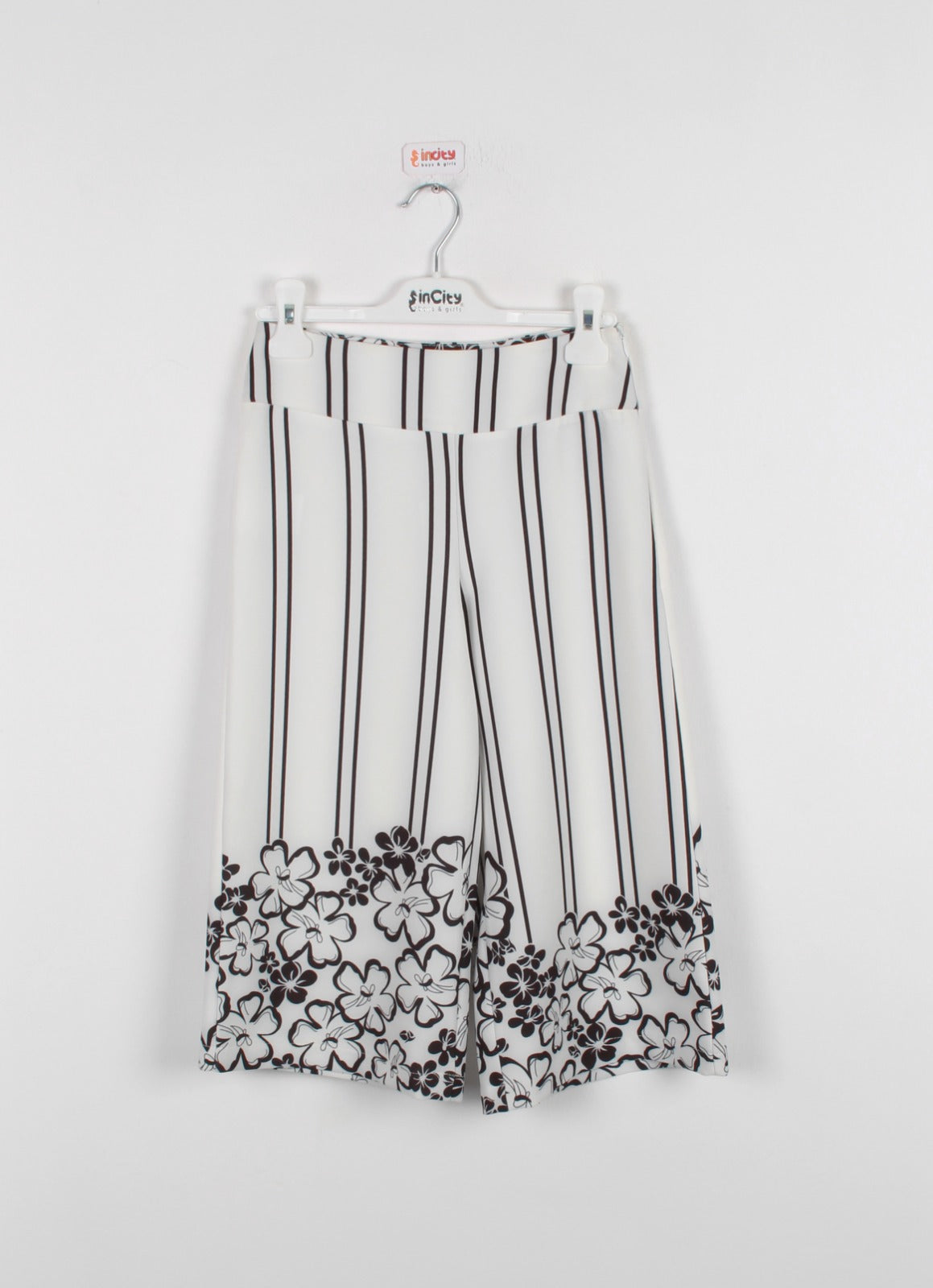 InCity Kids Girls Çiçek Desenli Geniş Paça Pantolon