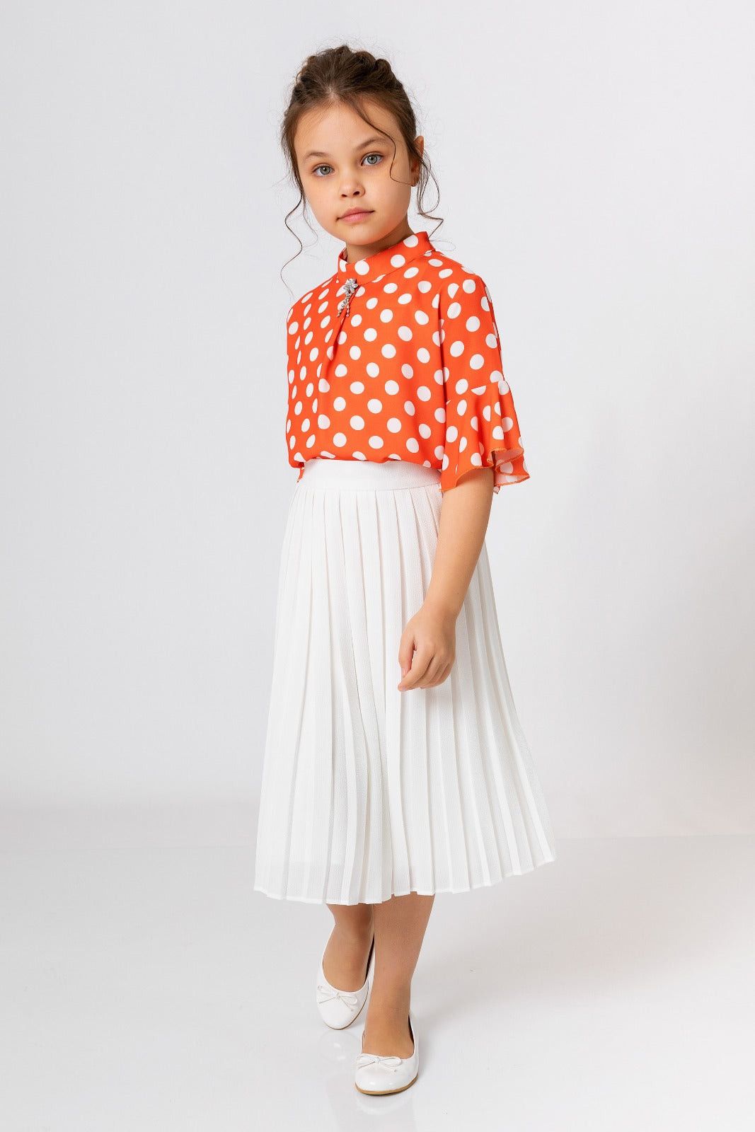 InCity Kids Girls Pileli Fermuarlı Midi Etek