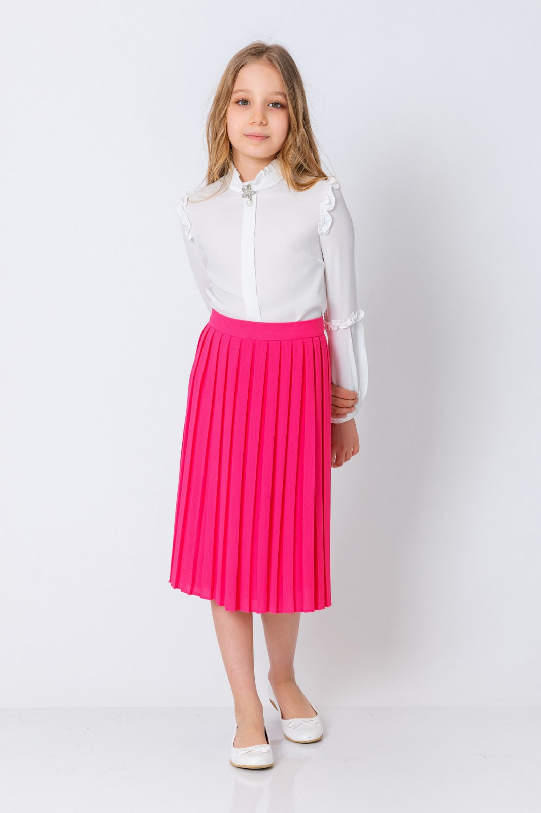 InCity Kids Girls Pileli Fermuarlı Midi Etek