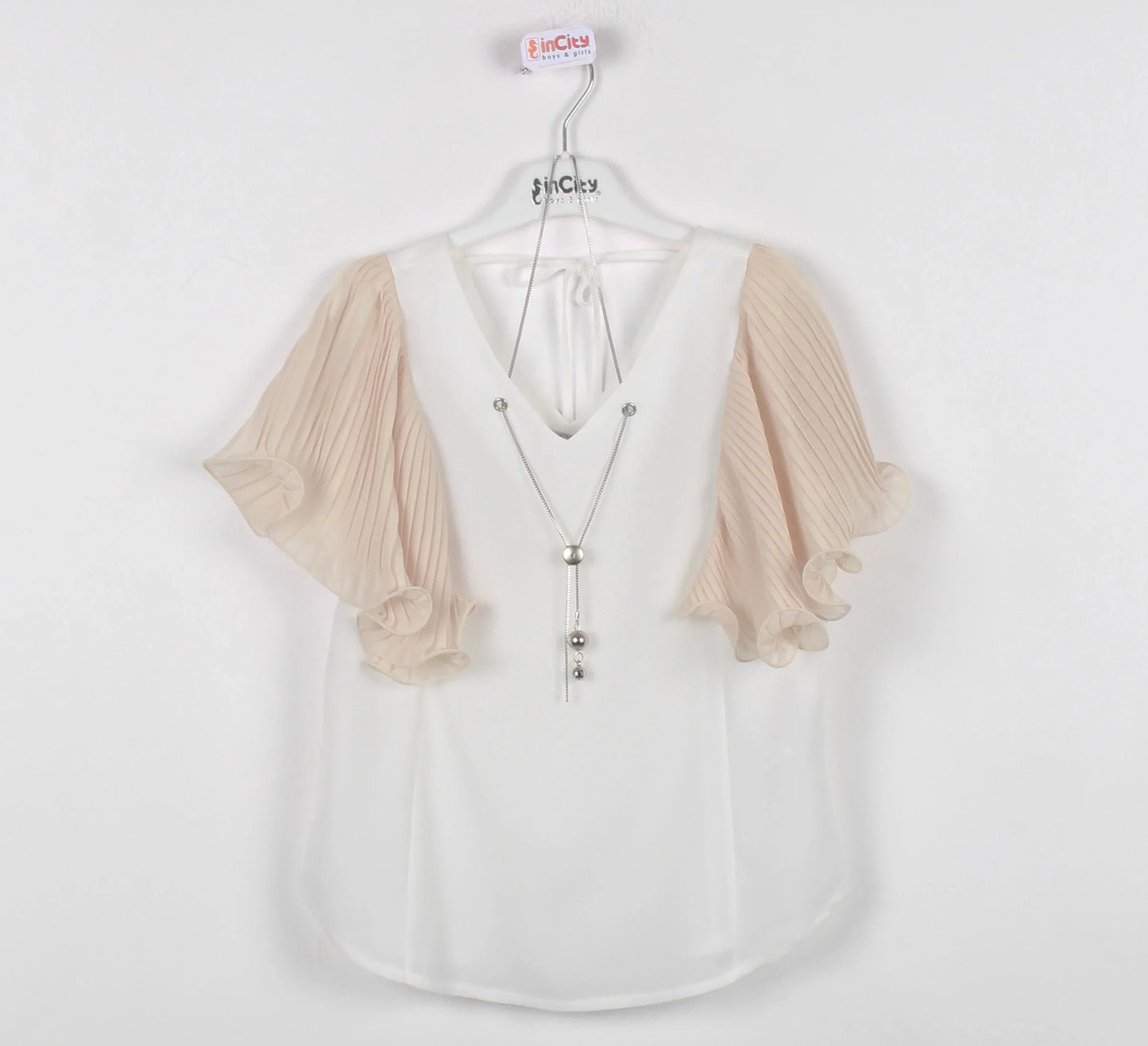 InCity Kids Girls Tie Neck Colorful Ruffle Sleeve Dress Blouse InCity Boys & Girls