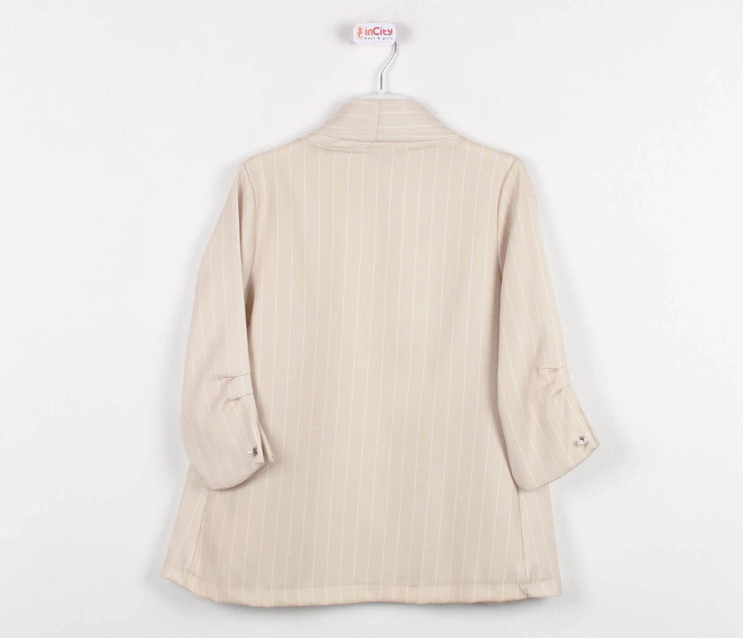 InCity Kids Girls Open Front Striped 3/4 Sleeve Fashion Blazer InCity Boys & Girls
