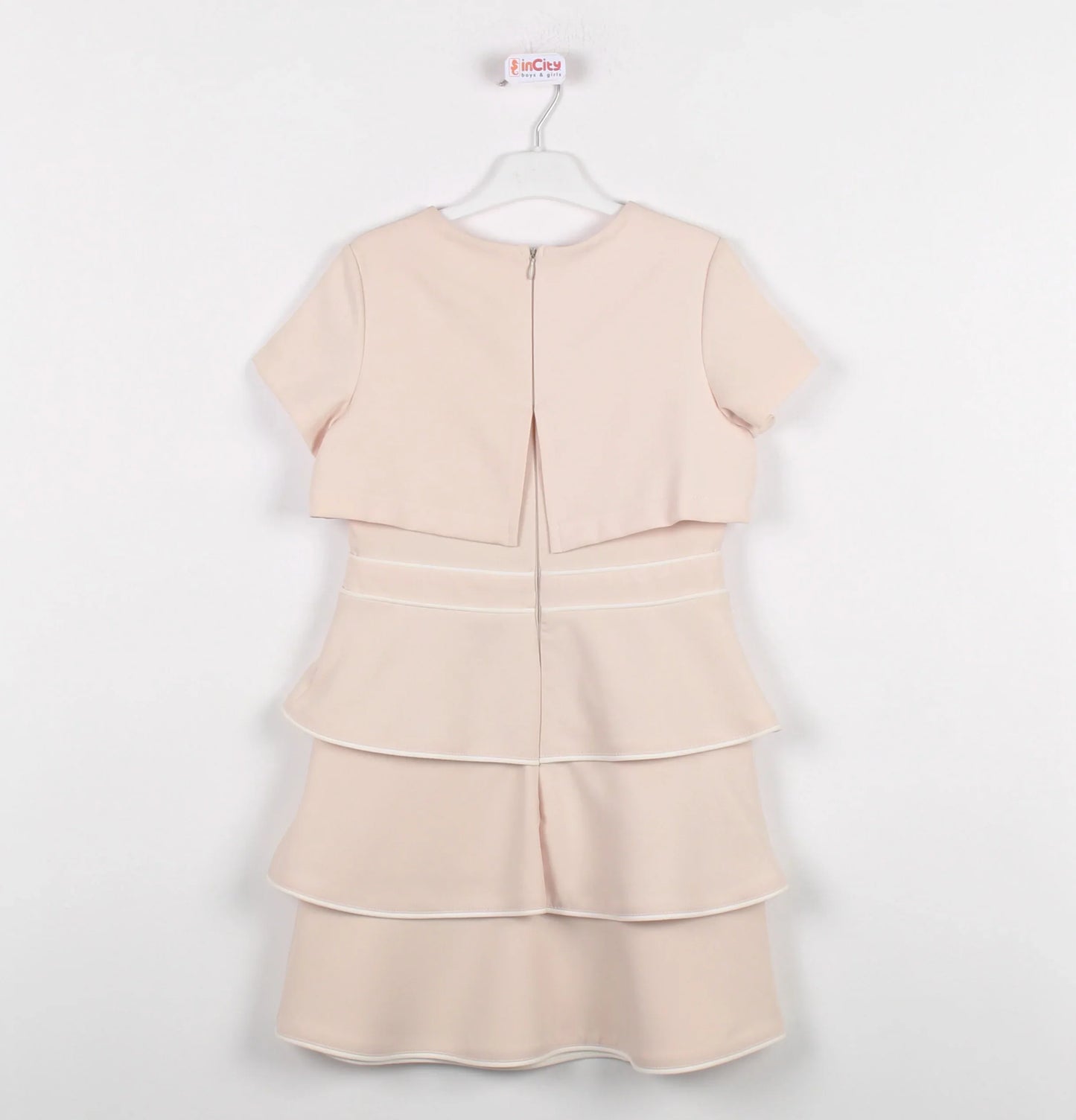 InCity Kids Girls Short Sleeve Layered Back Zipper Fashion Dress InCity Boys & Girls