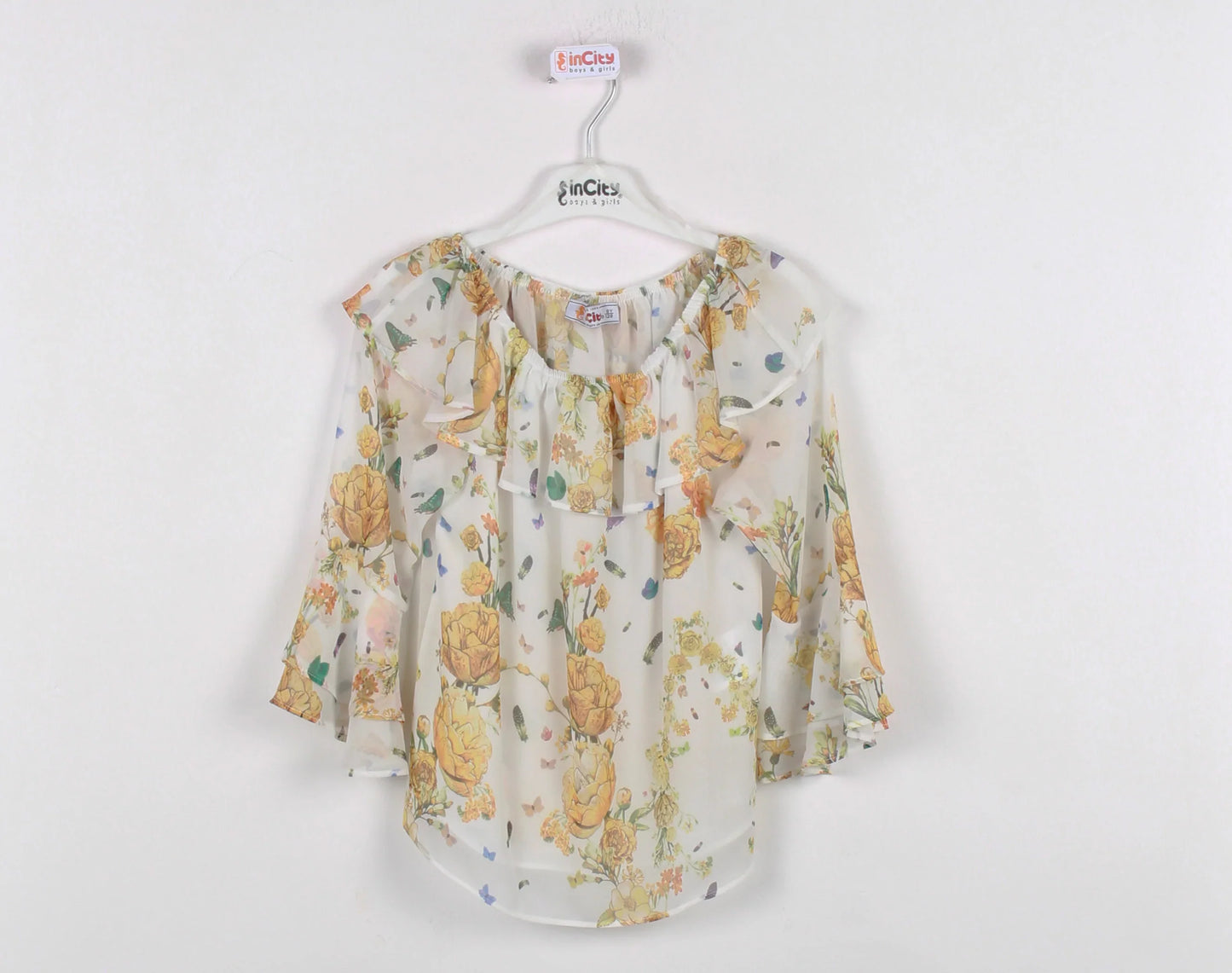 InCity Kids Girls Floral Print Ruffle Dress Blouse InCity Boys & Girls