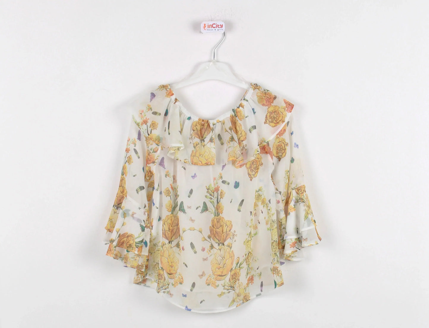 InCity Kids Girls Floral Print Ruffle Dress Blouse InCity Boys & Girls