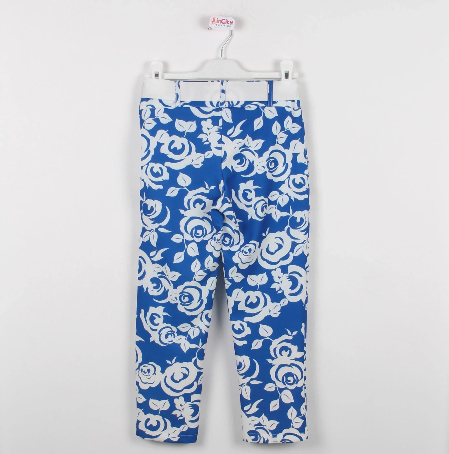 InCity Kids Girls Ribbon Belted Floral Straight Leg Dress Pants InCity Boys & Girls