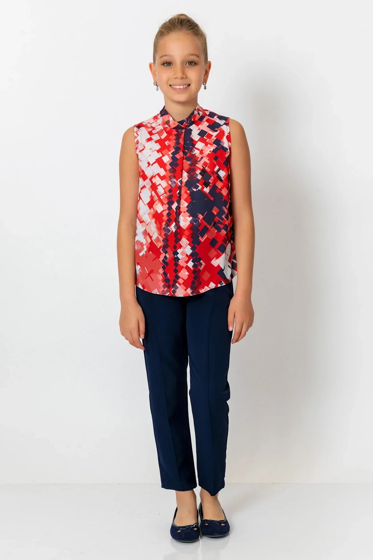 InCity Kids Girls Sleeveless Back Zipper Printed Dress Blouse InCity Boys & Girls