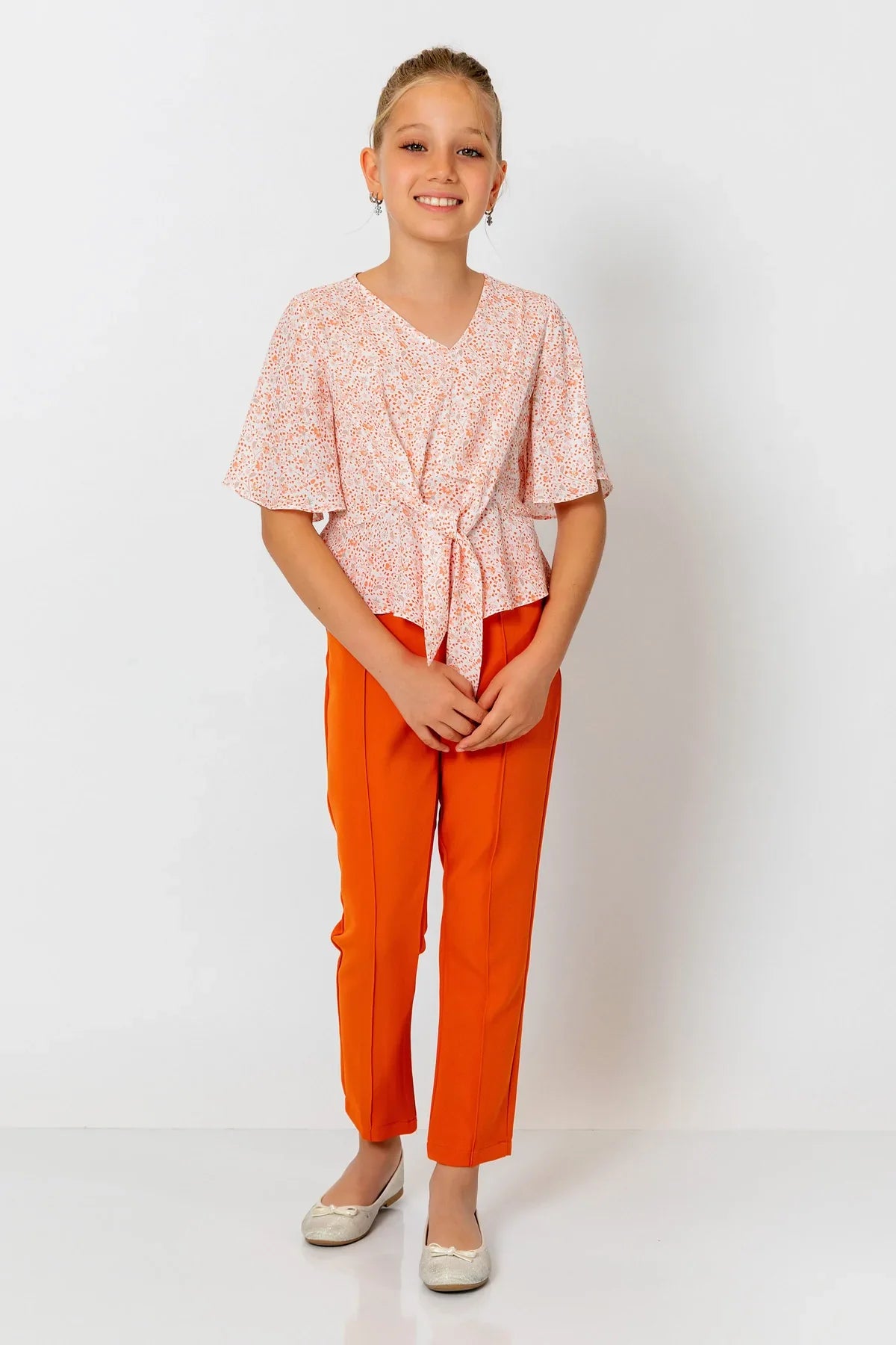 InCity Kids Girls V Neck Floral Batwing Blouse InCity Boys & Girls