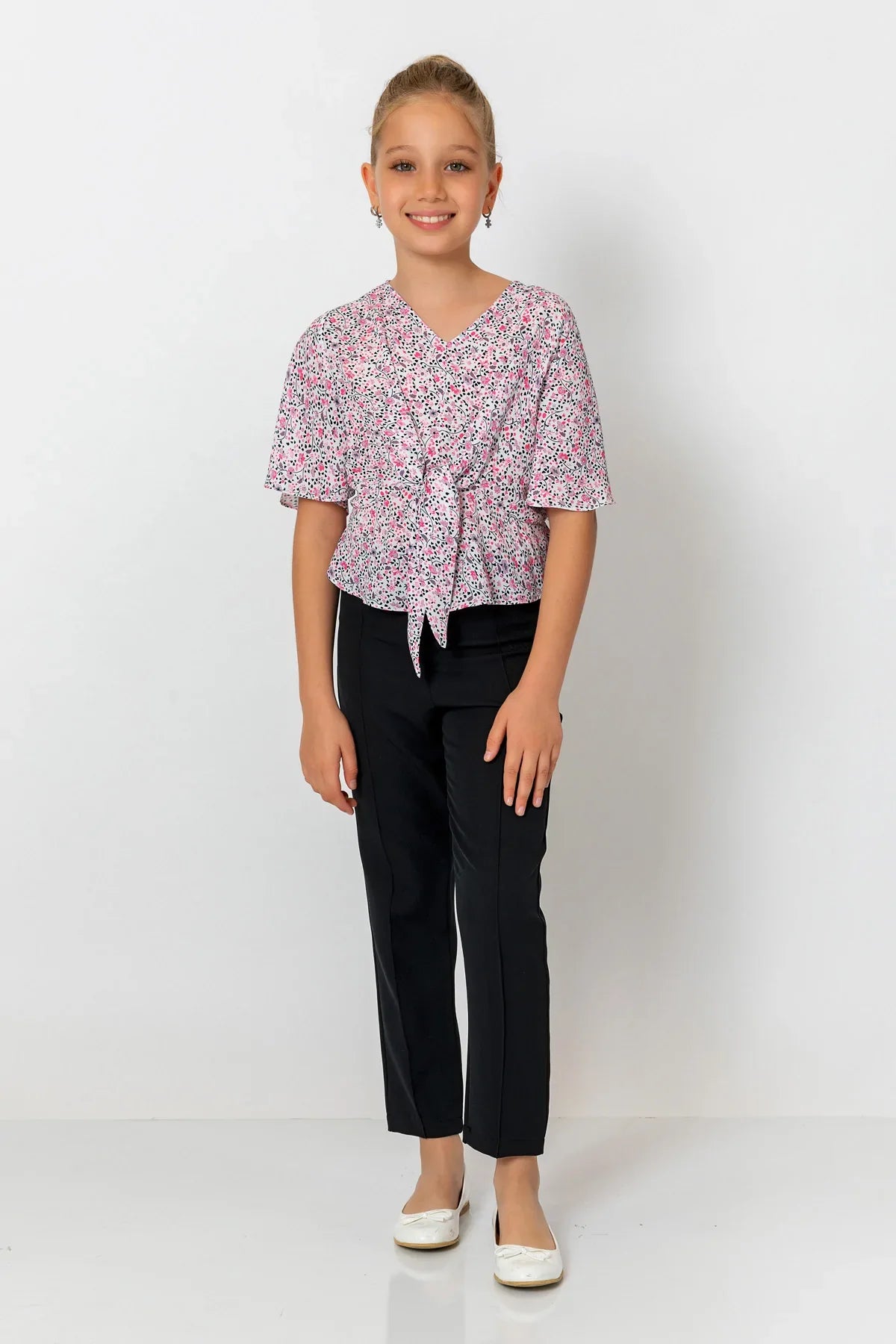 InCity Kids Girls V Neck Floral Batwing Blouse InCity Boys & Girls