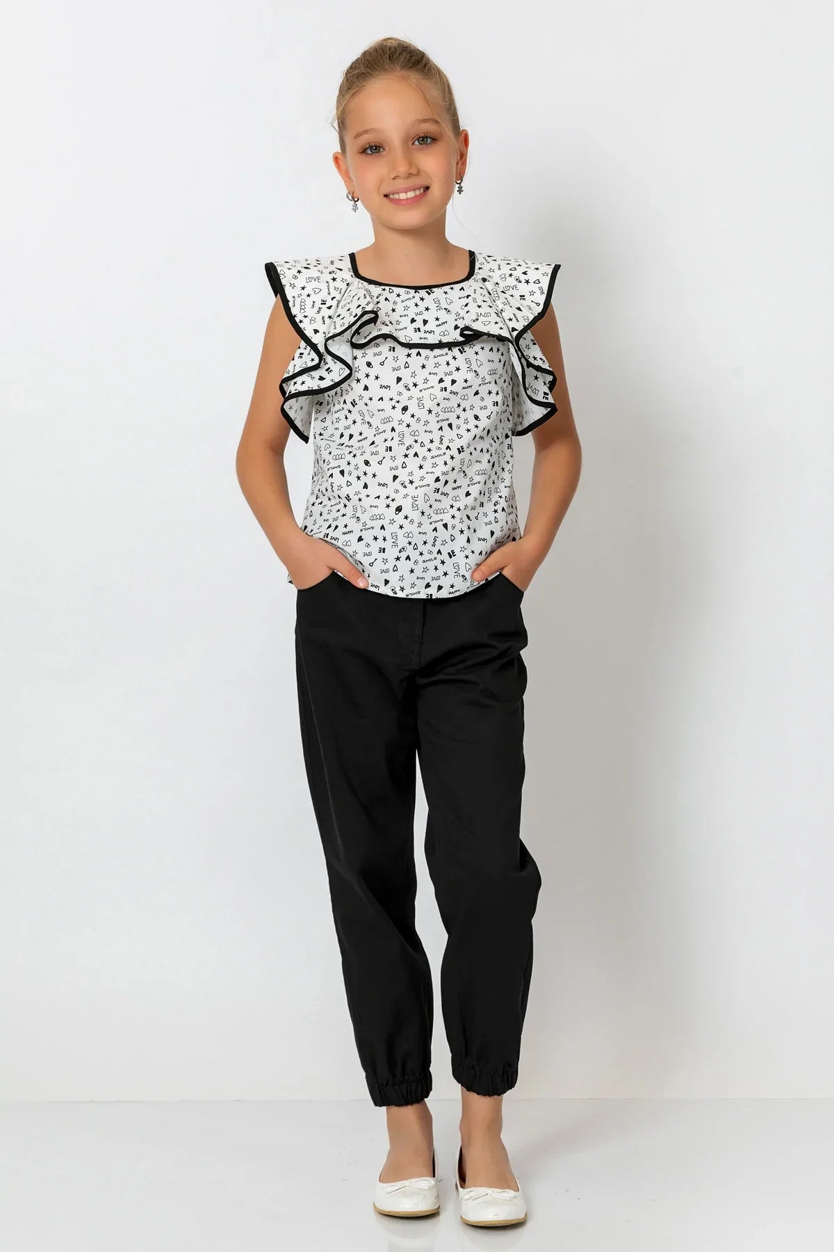 InCity Kids Girls Ruffle Neck Sleeveless Fashion Blouse InCity Boys & Girls