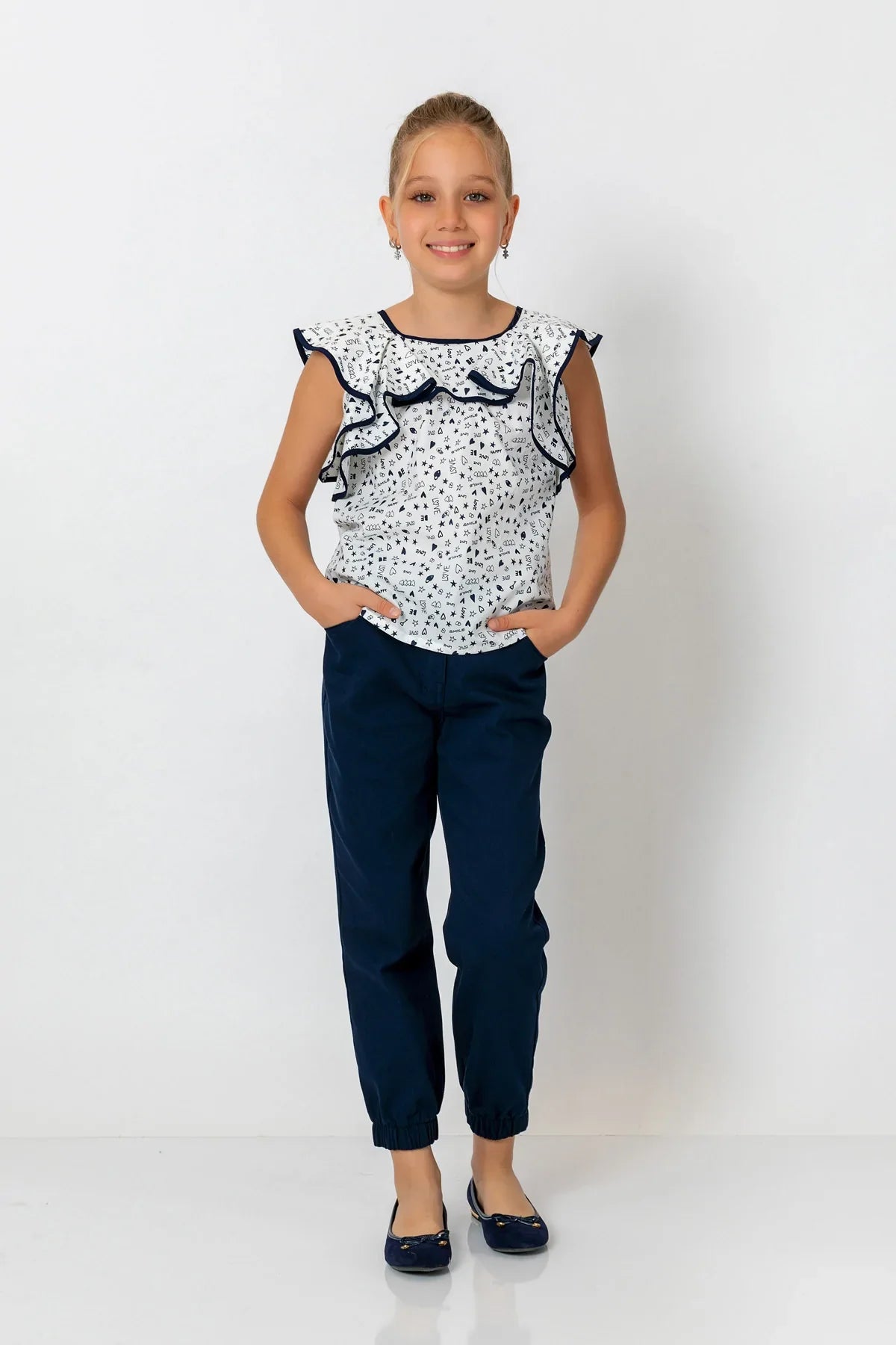 InCity Kids Girls Ruffle Neck Sleeveless Fashion Blouse InCity Boys & Girls