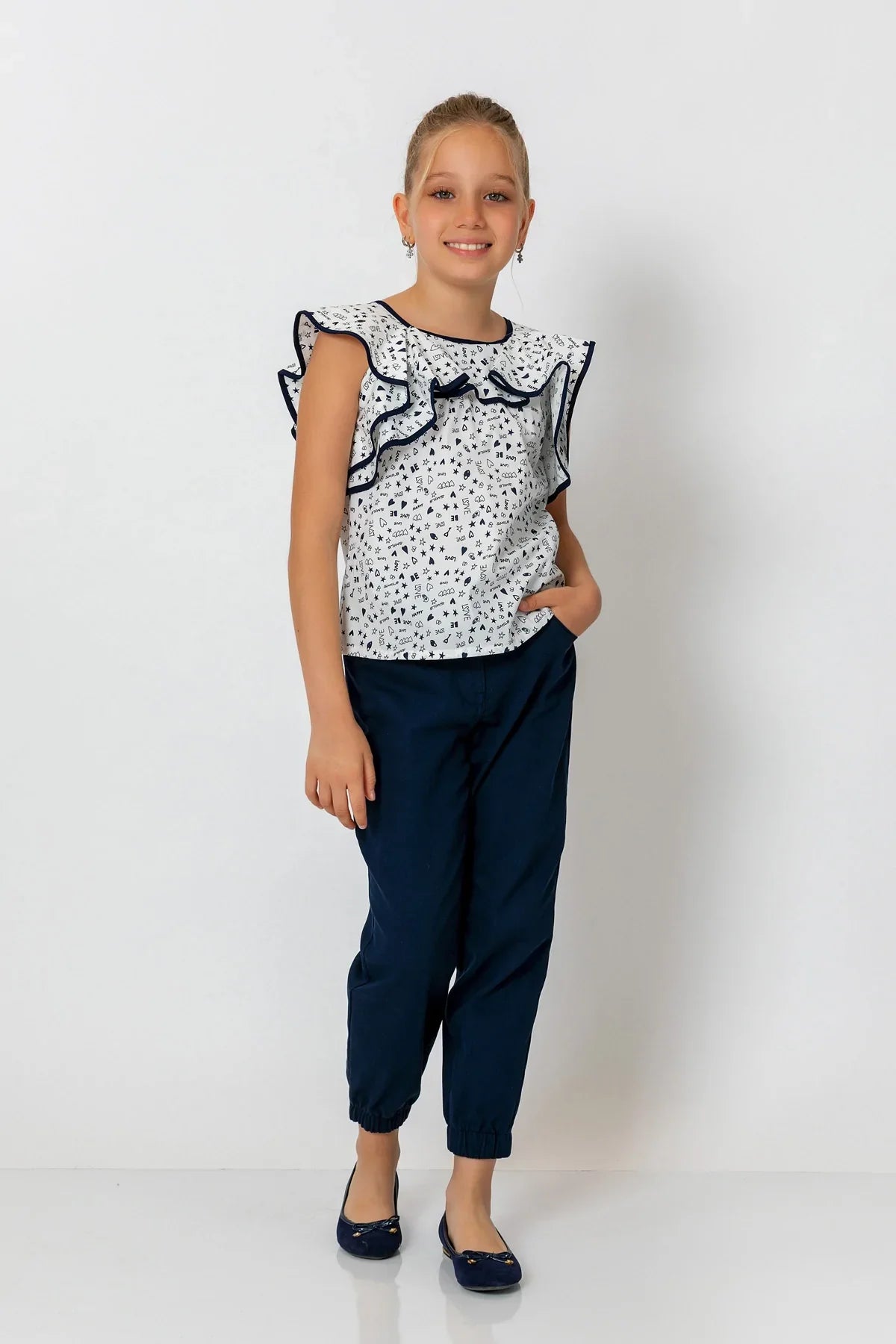 InCity Kids Girls Ruffle Neck Sleeveless Fashion Blouse InCity Boys & Girls