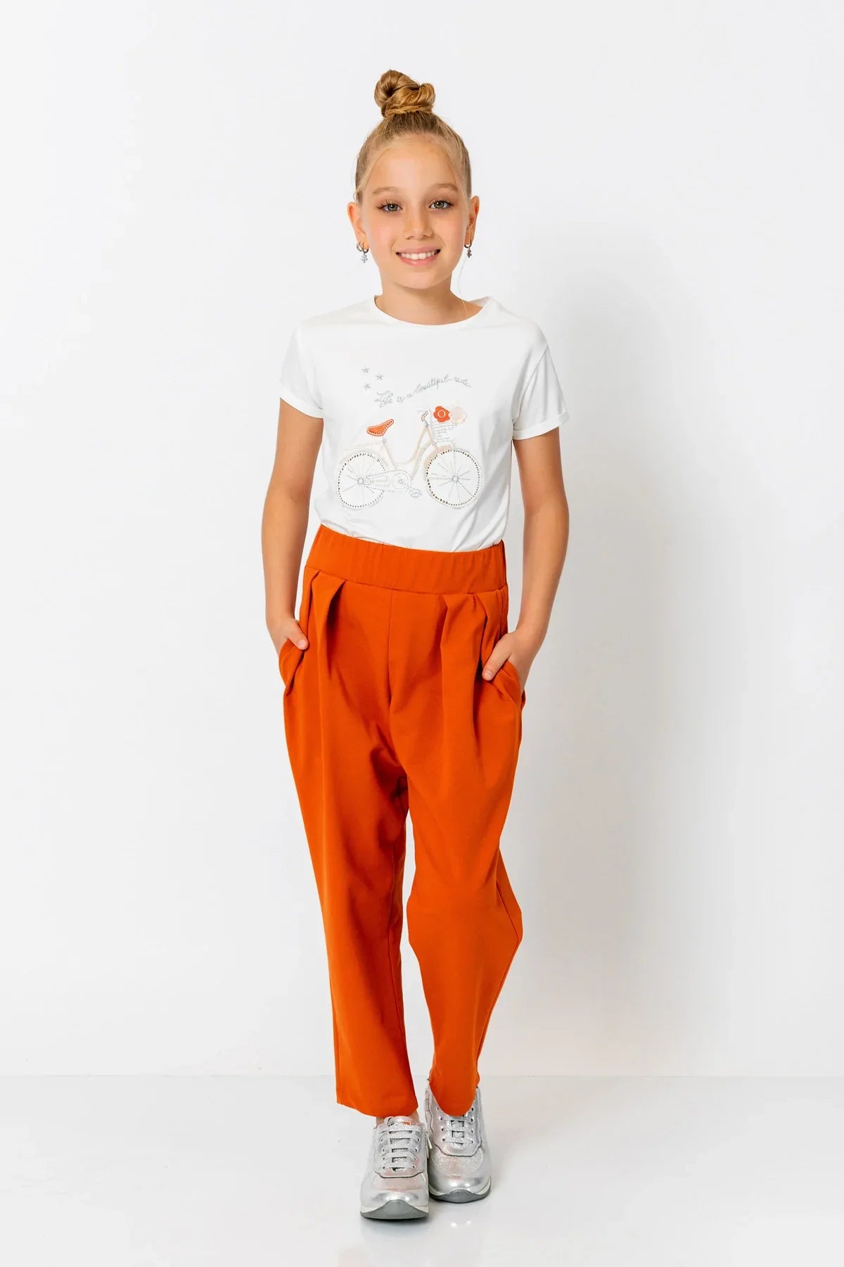 InCity Kids Girls Solid Elastic Waist Straight Leg Pants InCity Boys & Girls