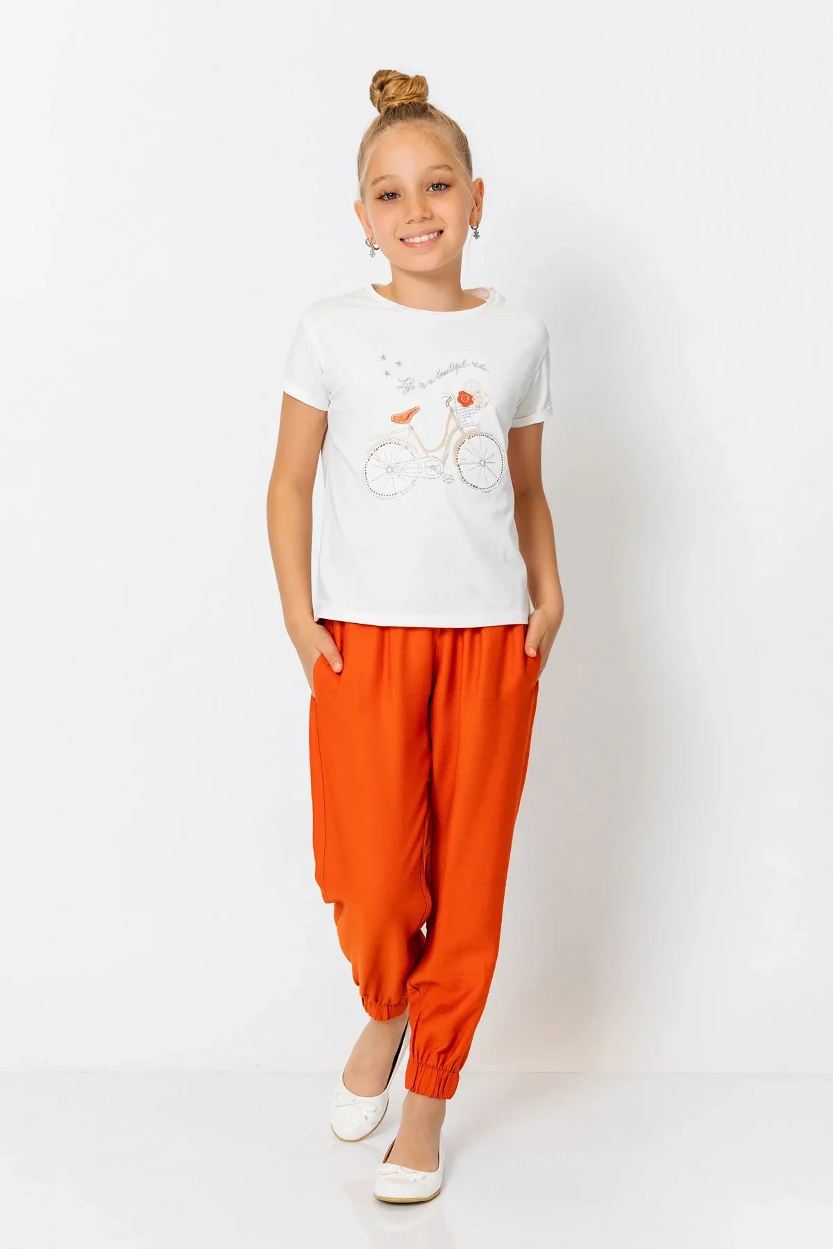 InCity Kids Girls Elastic Waist Ankle Cuff Solid Jogger Pants InCity Boys & Girls