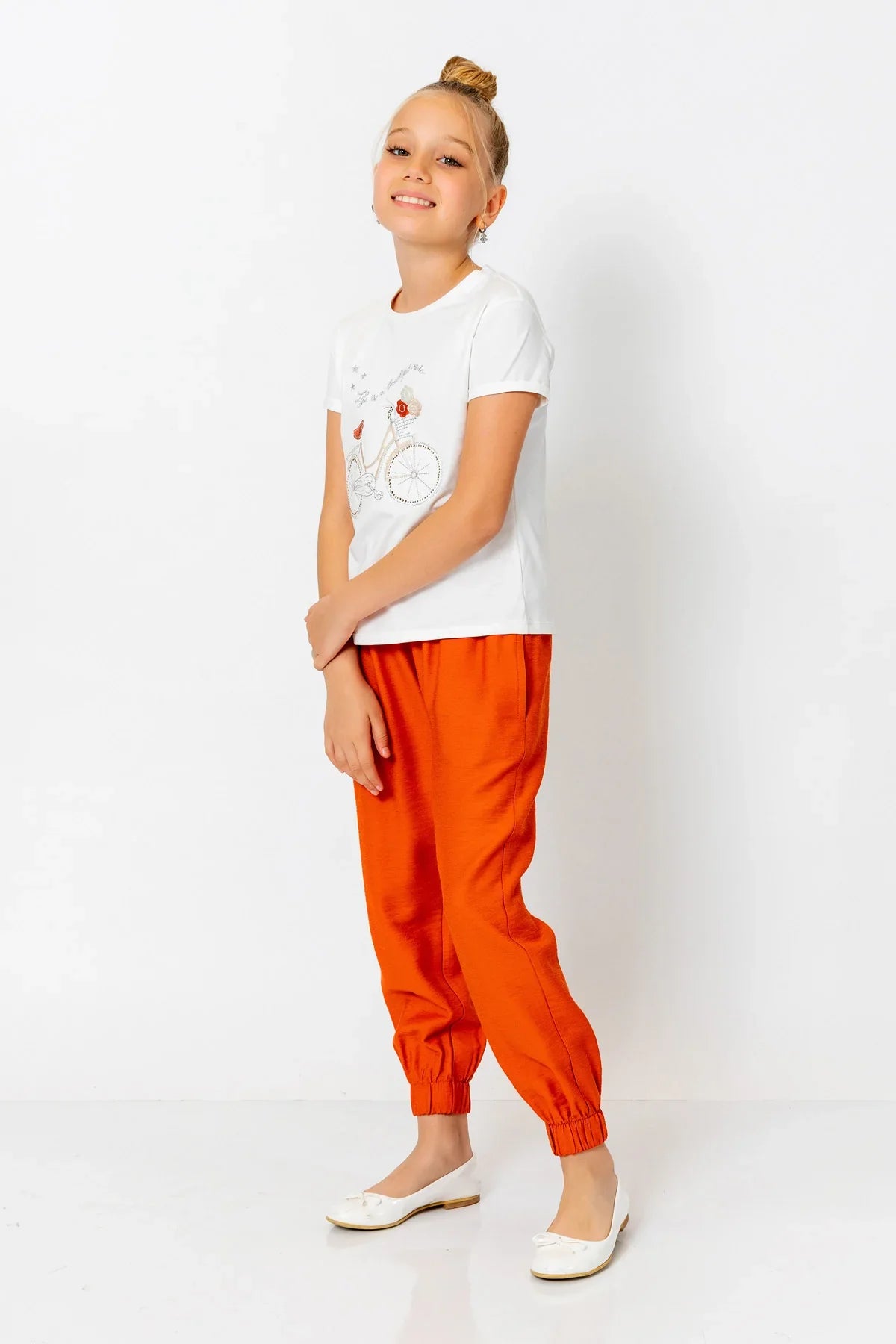 InCity Kids Girls Elastic Waist Ankle Cuff Solid Jogger Pants InCity Boys & Girls