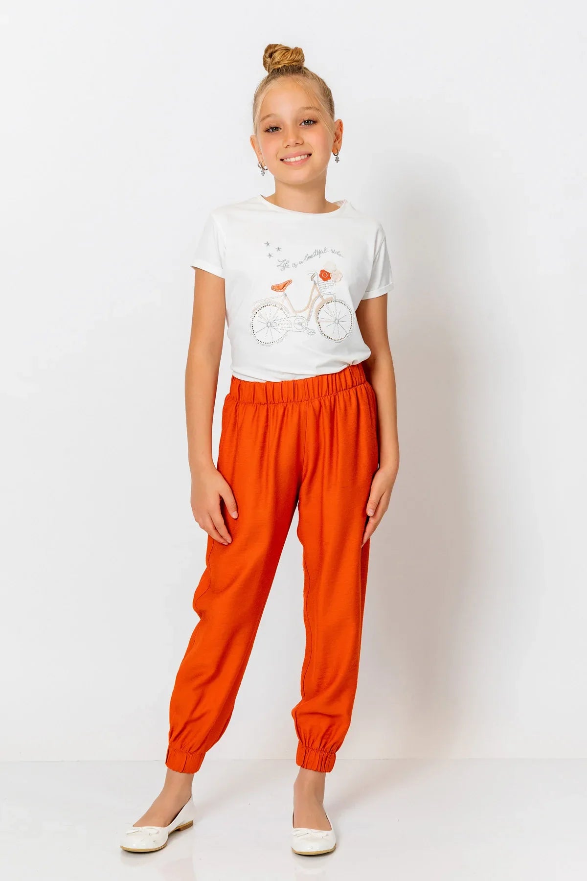 InCity Kids Girls Elastic Waist Ankle Cuff Solid Jogger Pants InCity Boys & Girls