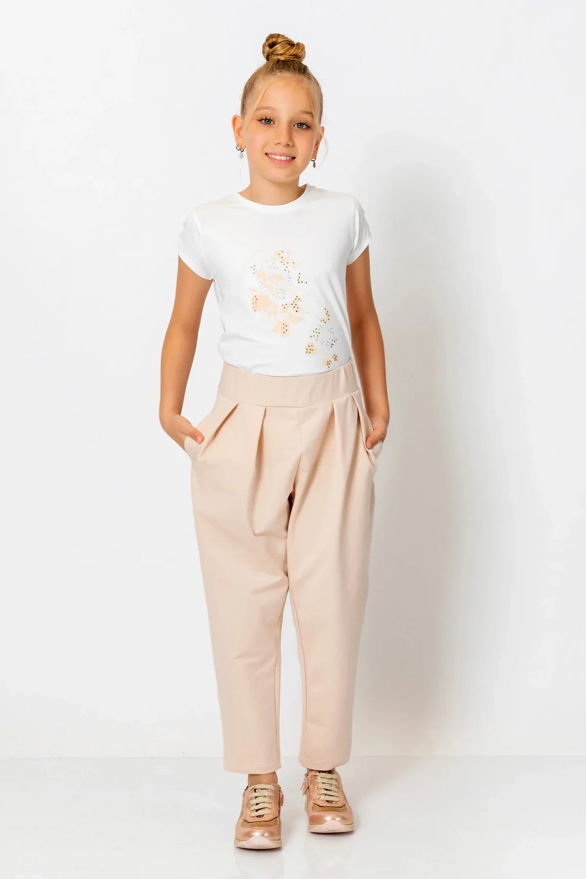 InCity Kids Girls Solid Elastic Waist Straight Leg Pants InCity Boys & Girls