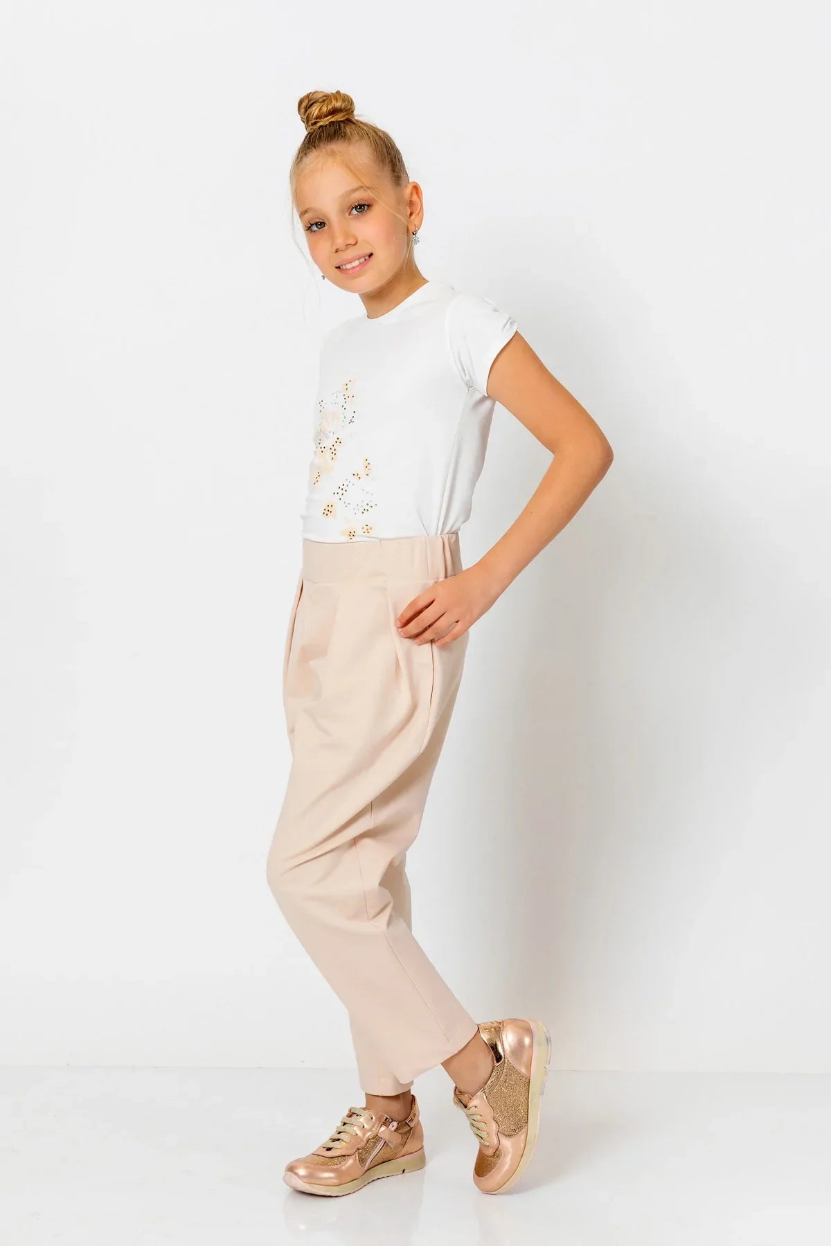 InCity Kids Girls Solid Elastic Waist Straight Leg Pants InCity Boys & Girls