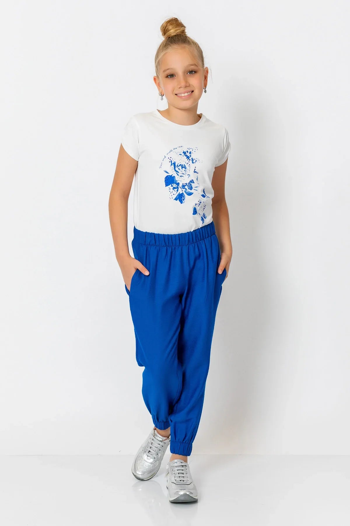 InCity Kids Girls Elastic Waist Ankle Cuff Solid Jogger Pants InCity Boys & Girls