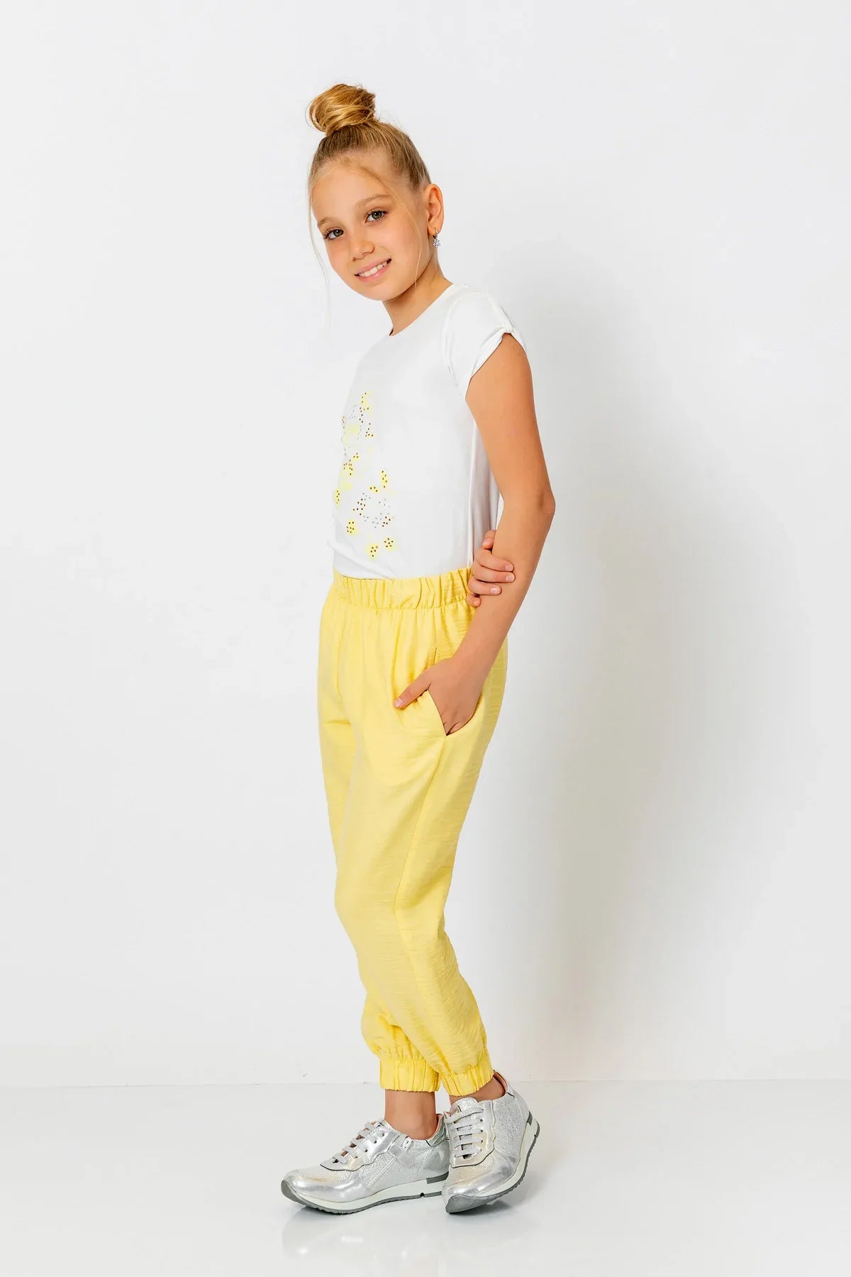 InCity Kids Girls Elastic Waist Ankle Cuff Solid Jogger Pants InCity Boys & Girls