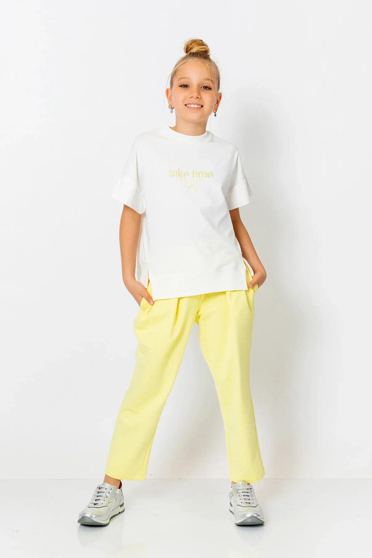 InCity Kids Girls Solid Elastic Waist Straight Leg Pants InCity Boys & Girls